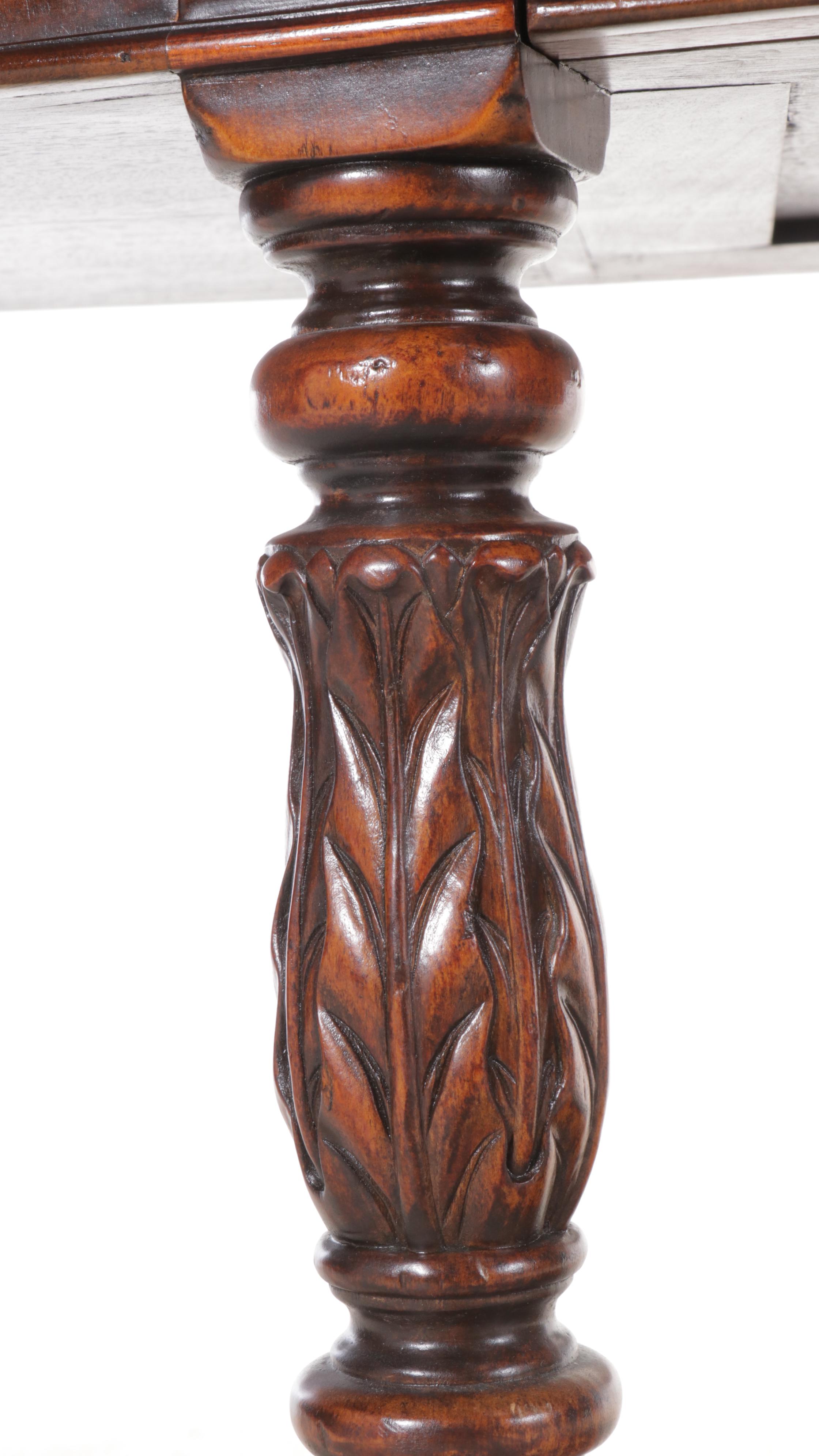 George III Style Mahogany Demilune Console Table with Drawer & Brass Gallery