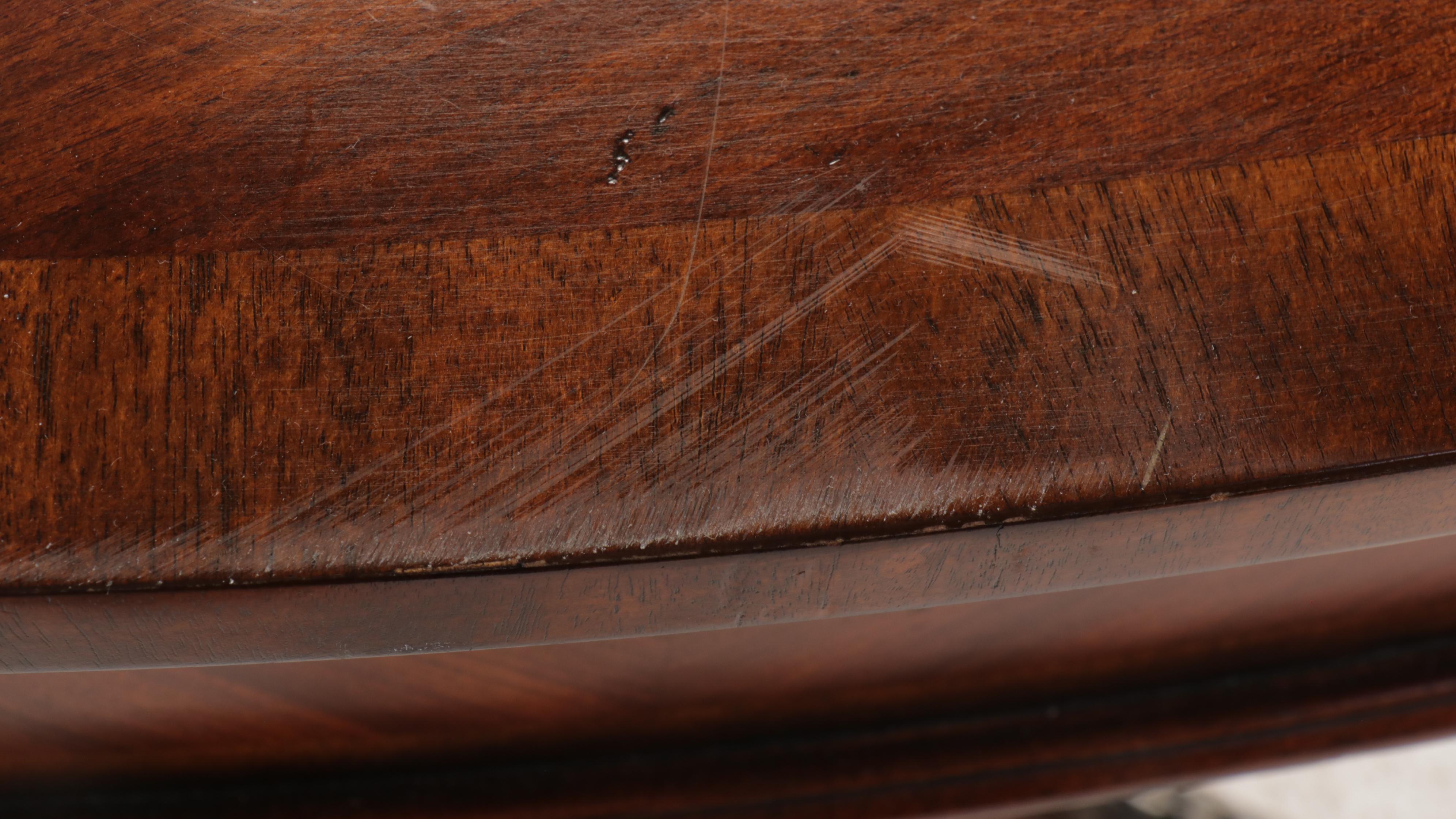 George III Style Mahogany Demilune Console Table with Drawer & Brass Gallery