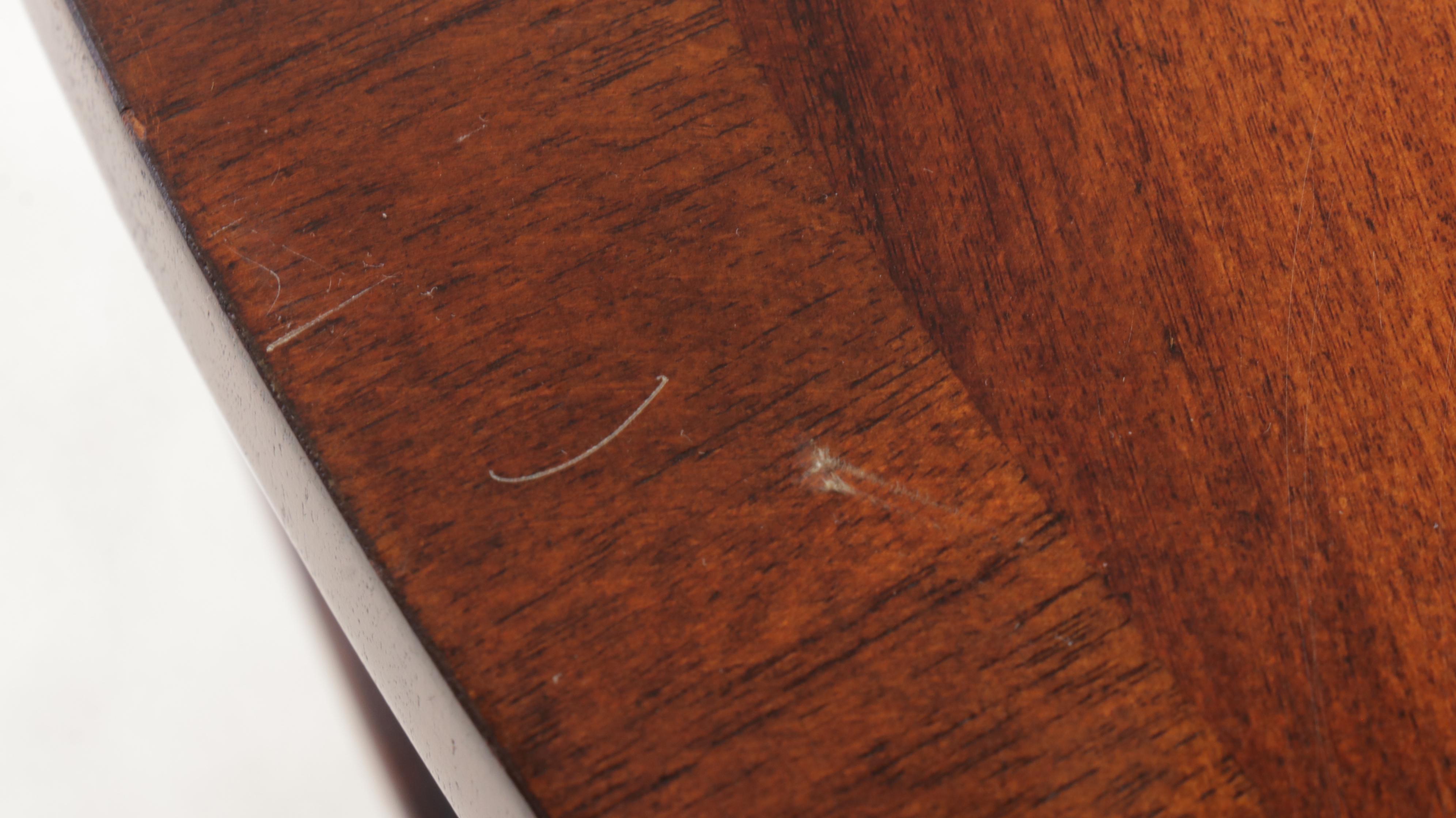 George III Style Mahogany Demilune Console Table with Drawer & Brass Gallery