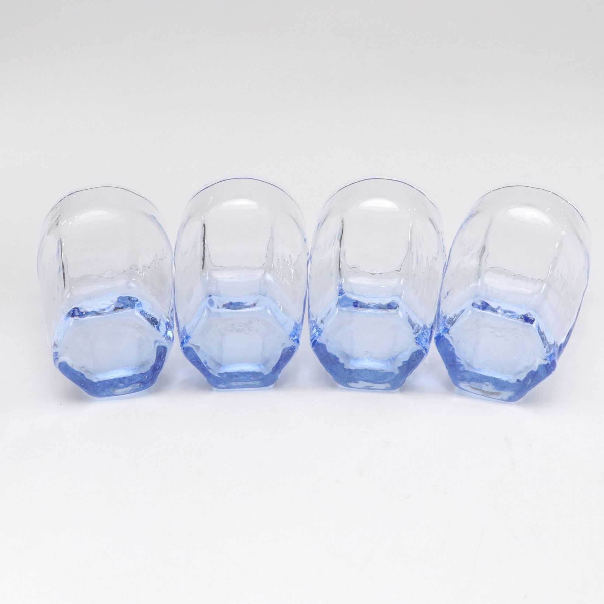 Four Libbey "Chivalry" Glasses with Ice Bucket, Serving Tray, and Blue Bowls