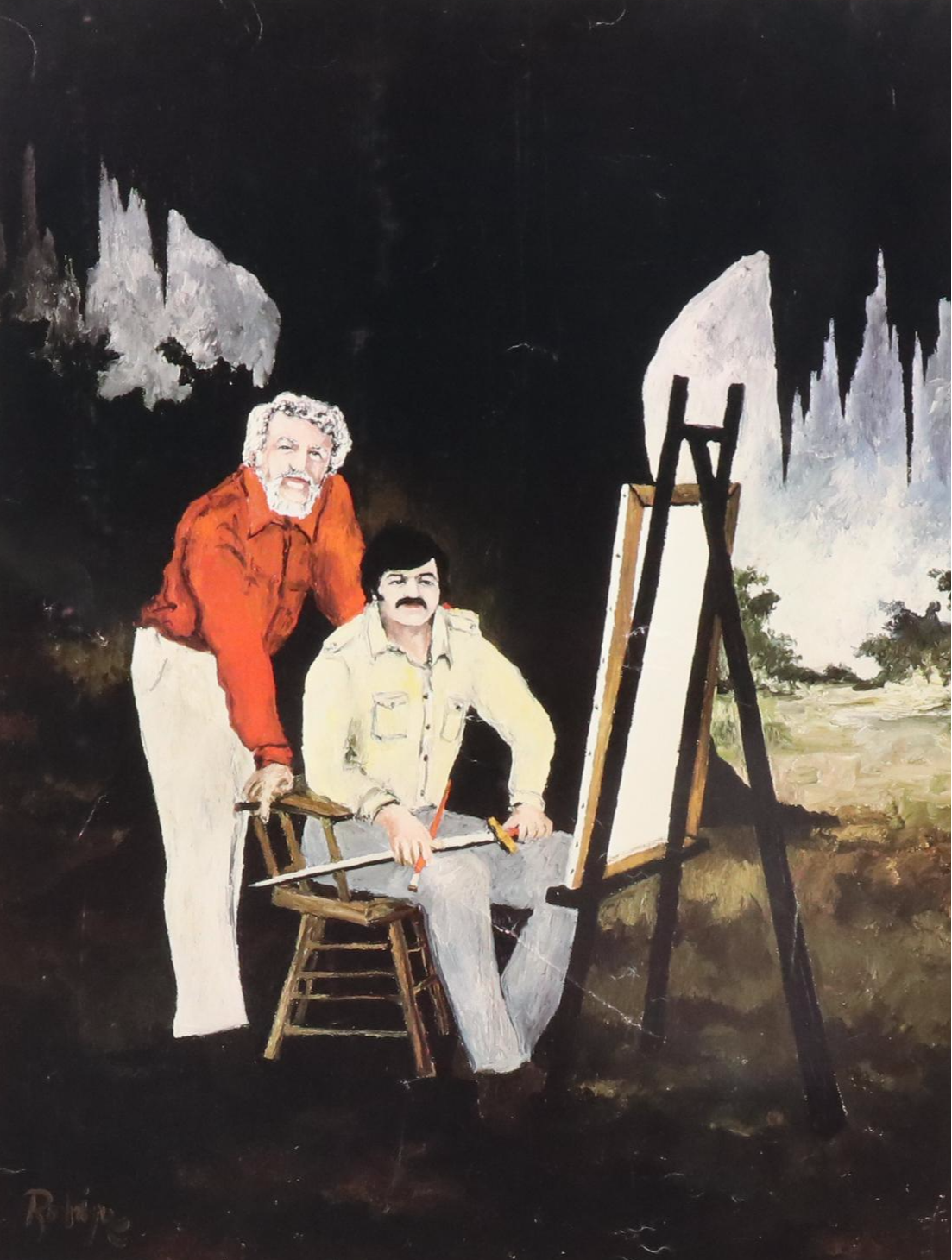 G. Rodrigue Offset Lithograph Poster "Louisiana Writer Gus Weill with Artist"