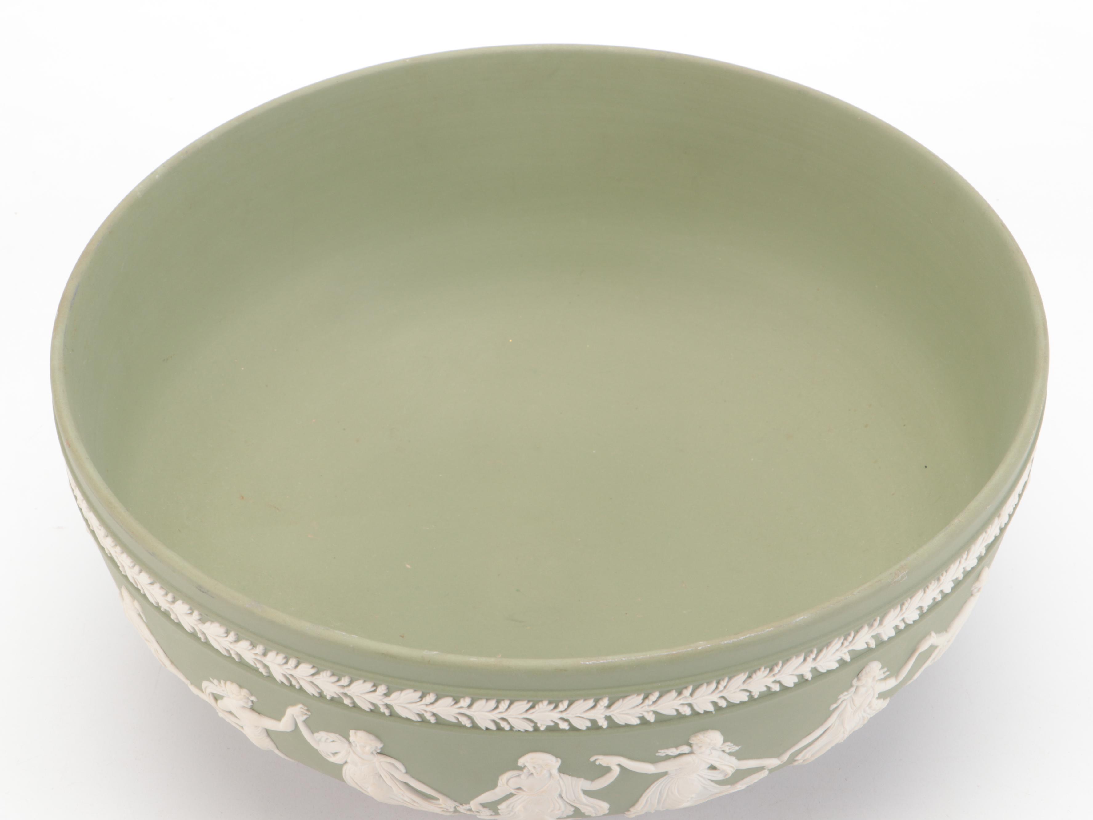 Wedgwood Cream on Celadon Jasperware Acanthus Bowl