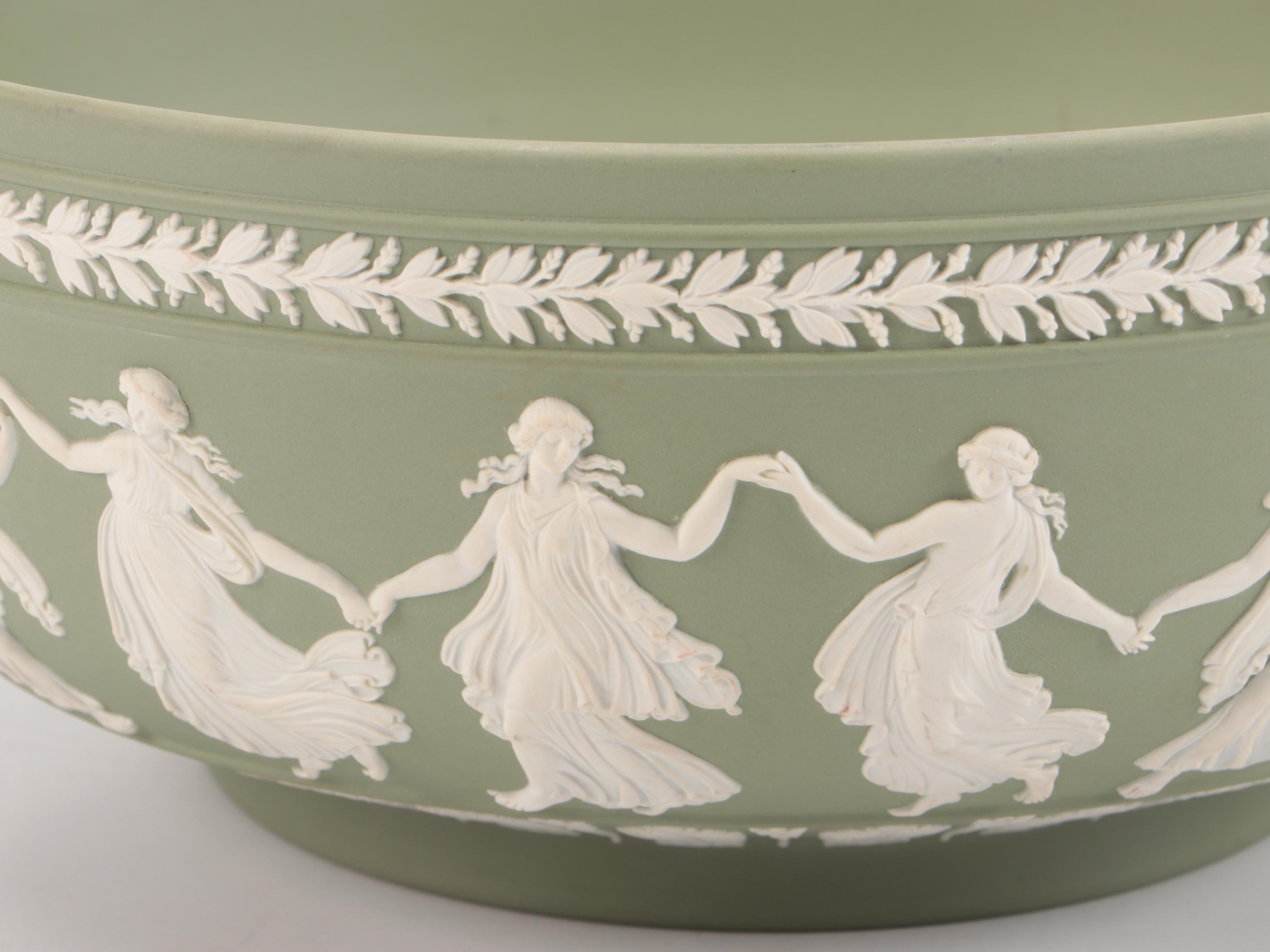 Wedgwood Cream on Celadon Jasperware Acanthus Bowl