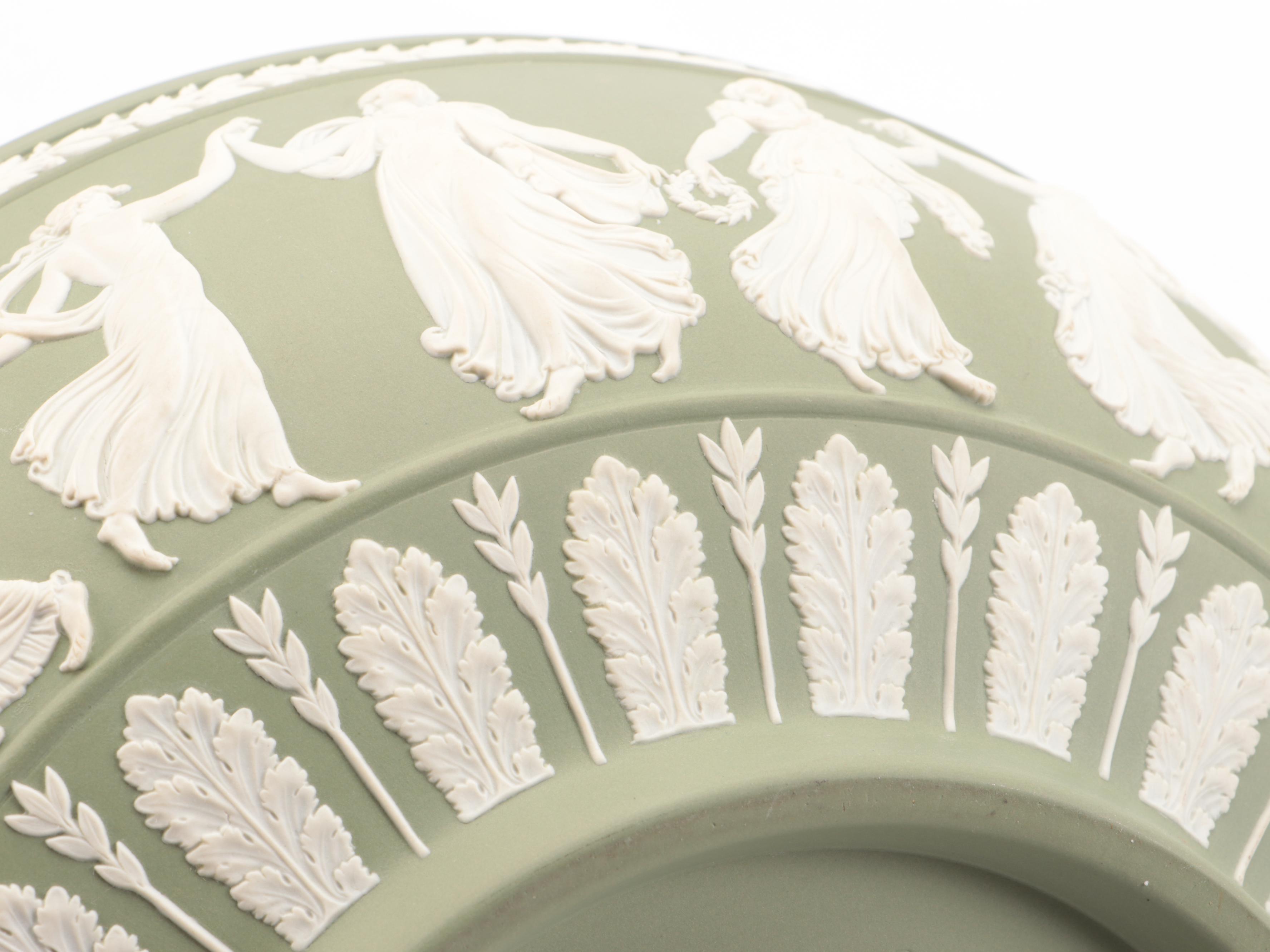 Wedgwood Cream on Celadon Jasperware Acanthus Bowl