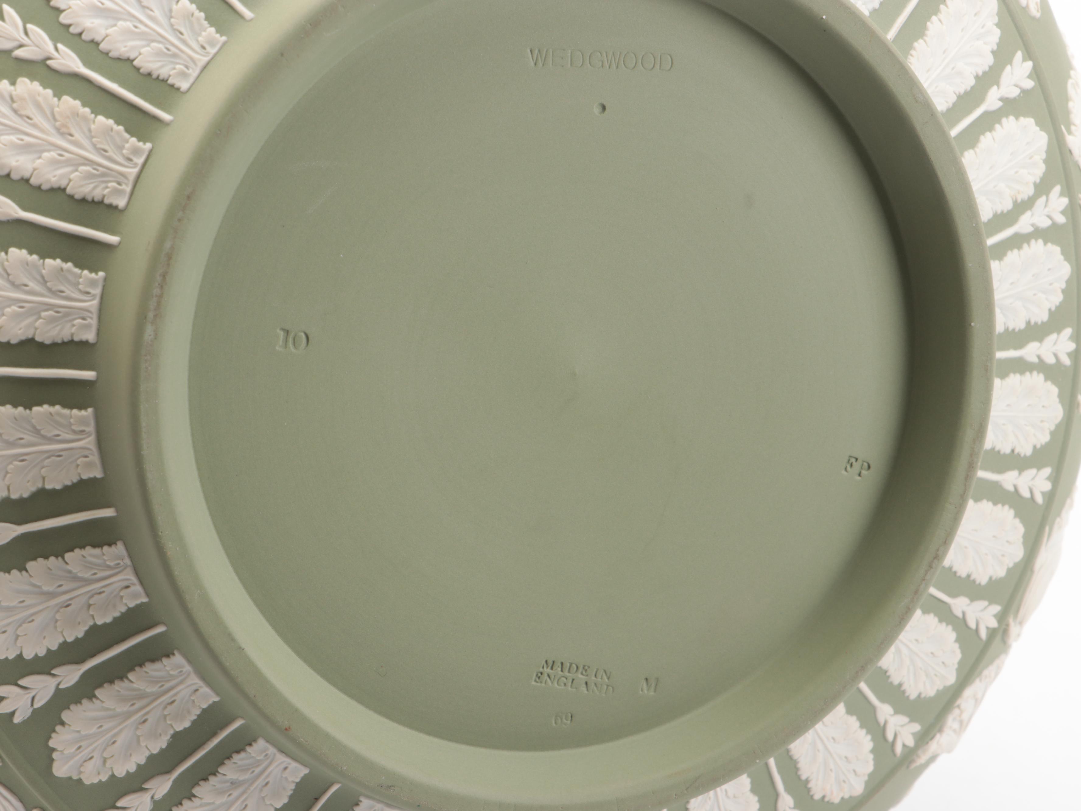 Wedgwood Cream on Celadon Jasperware Acanthus Bowl