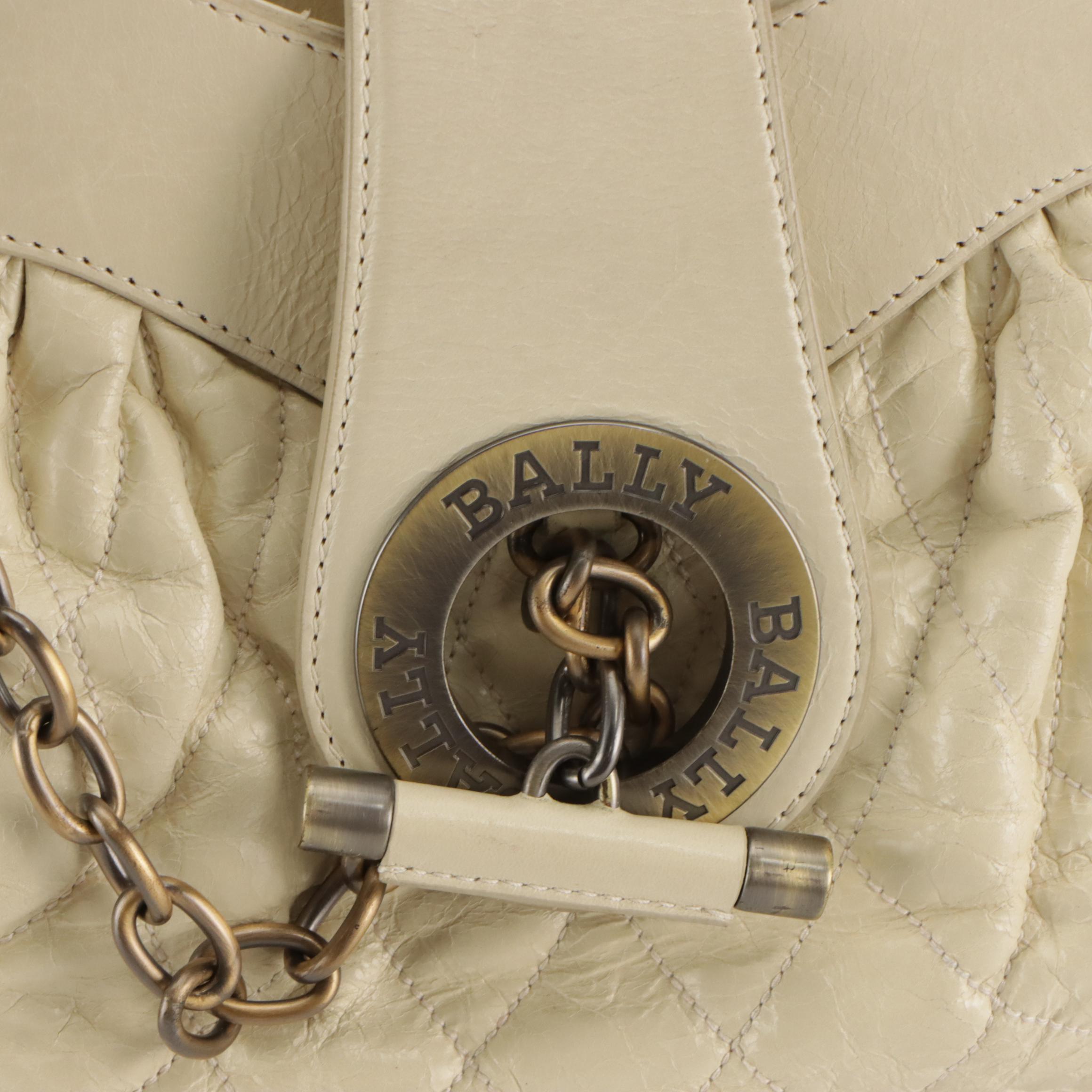 Bally Quilted Leather Shoulder Bag with Chain-Link Toggle Clasp