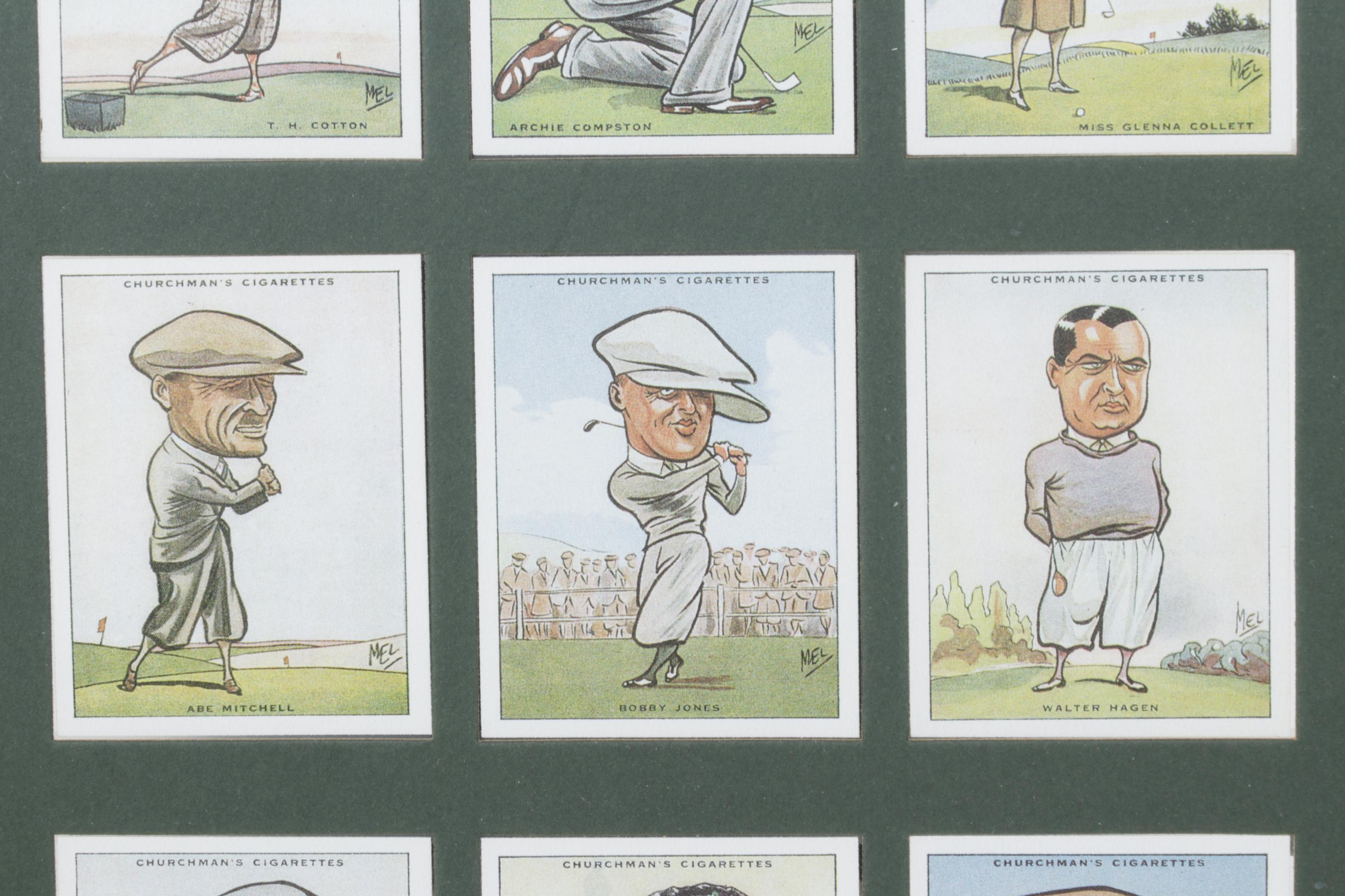 Reproductions of 1931 Tobacco Cards Featuring Caricatures of Prominent Golfers