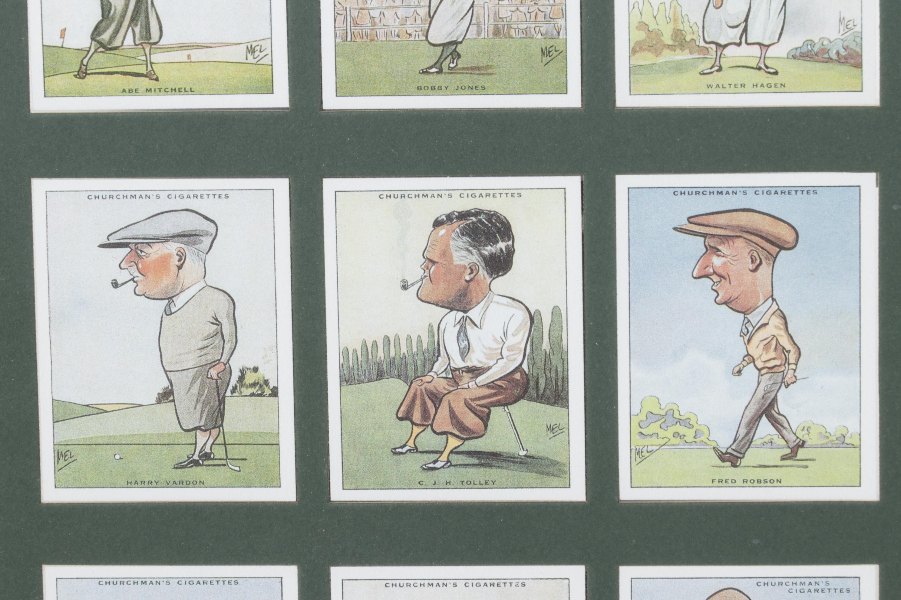 Reproductions of 1931 Tobacco Cards Featuring Caricatures of Prominent Golfers