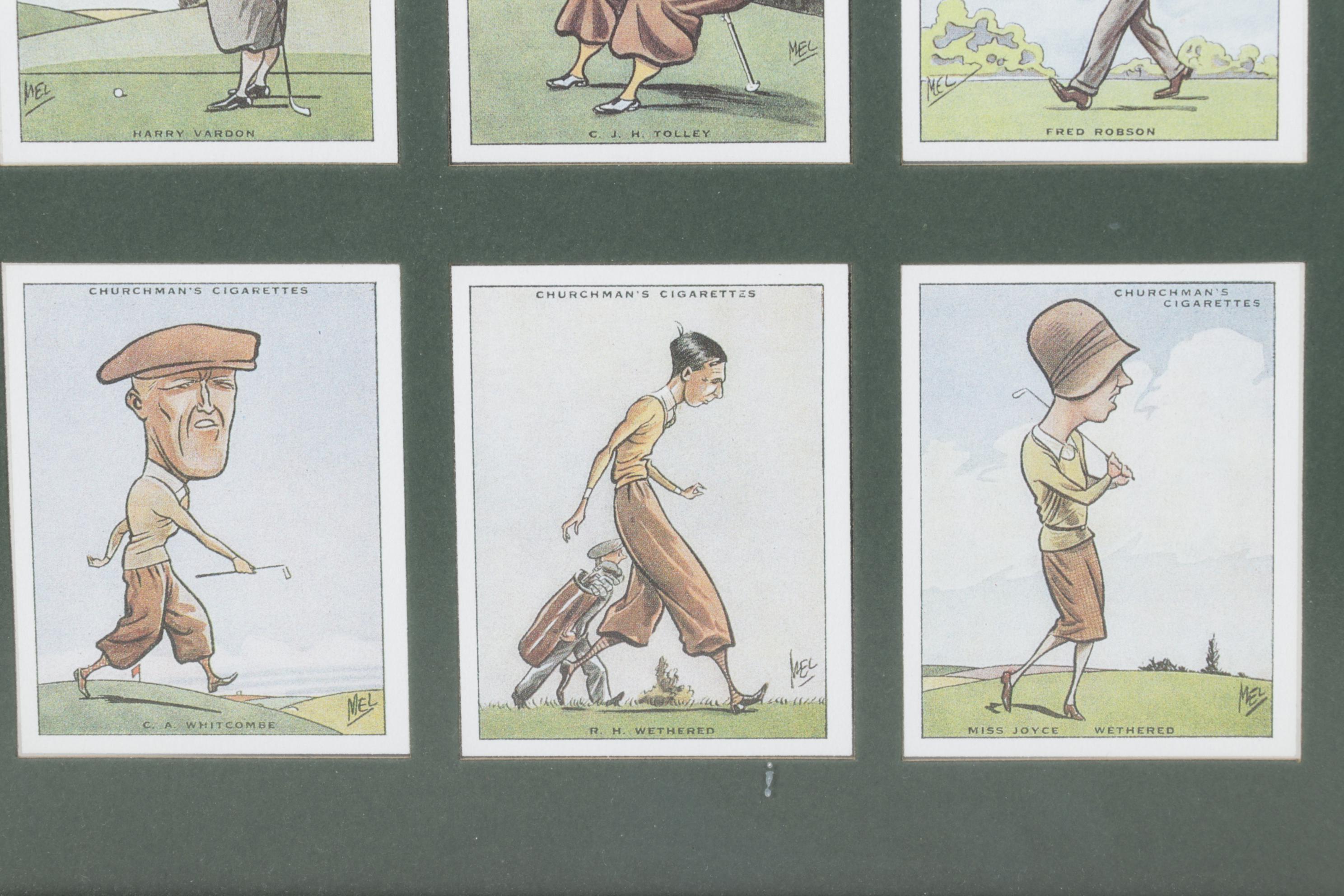 Reproductions of 1931 Tobacco Cards Featuring Caricatures of Prominent Golfers