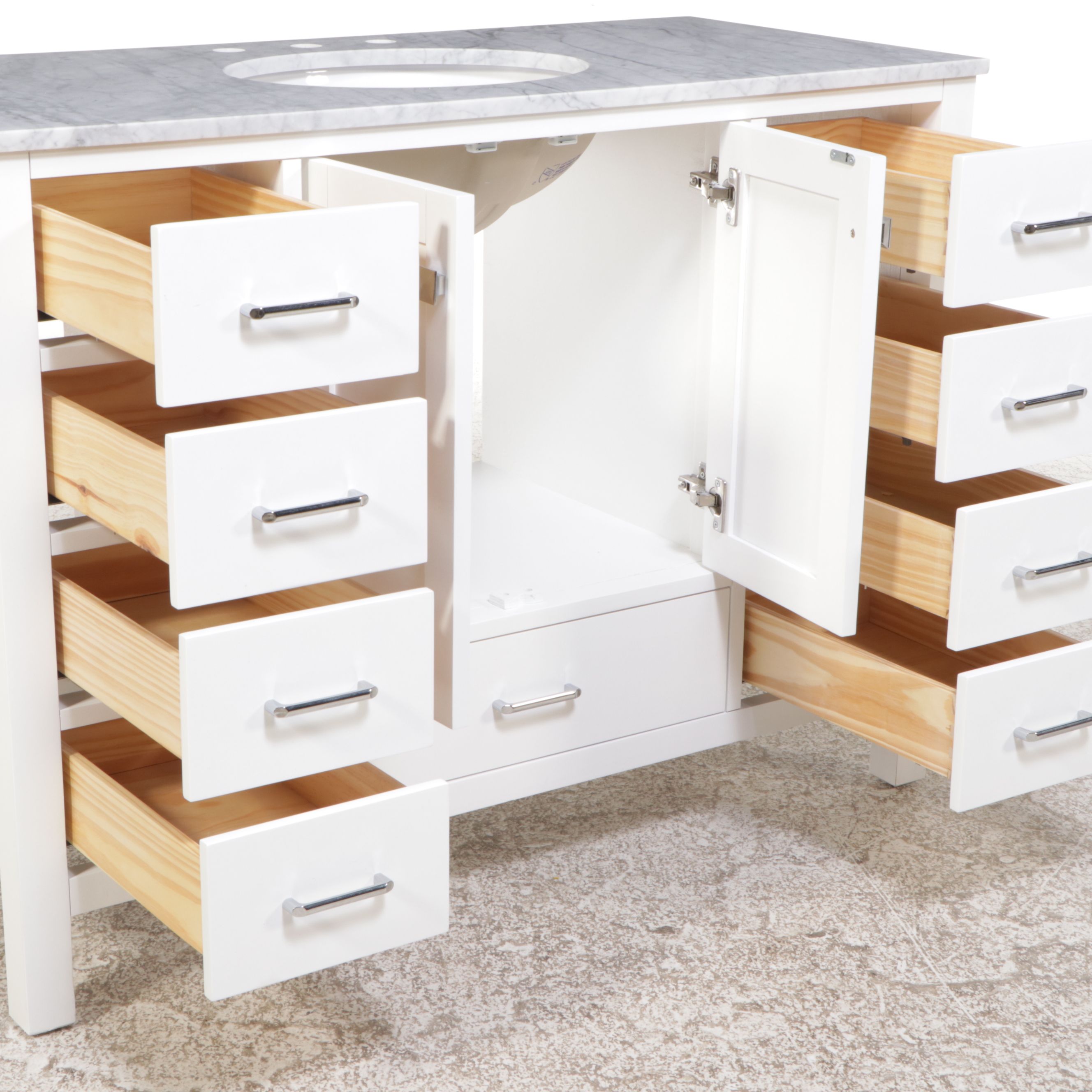 KBC 48" Contemporary Painted Wood and Granite Bathroom Vanity