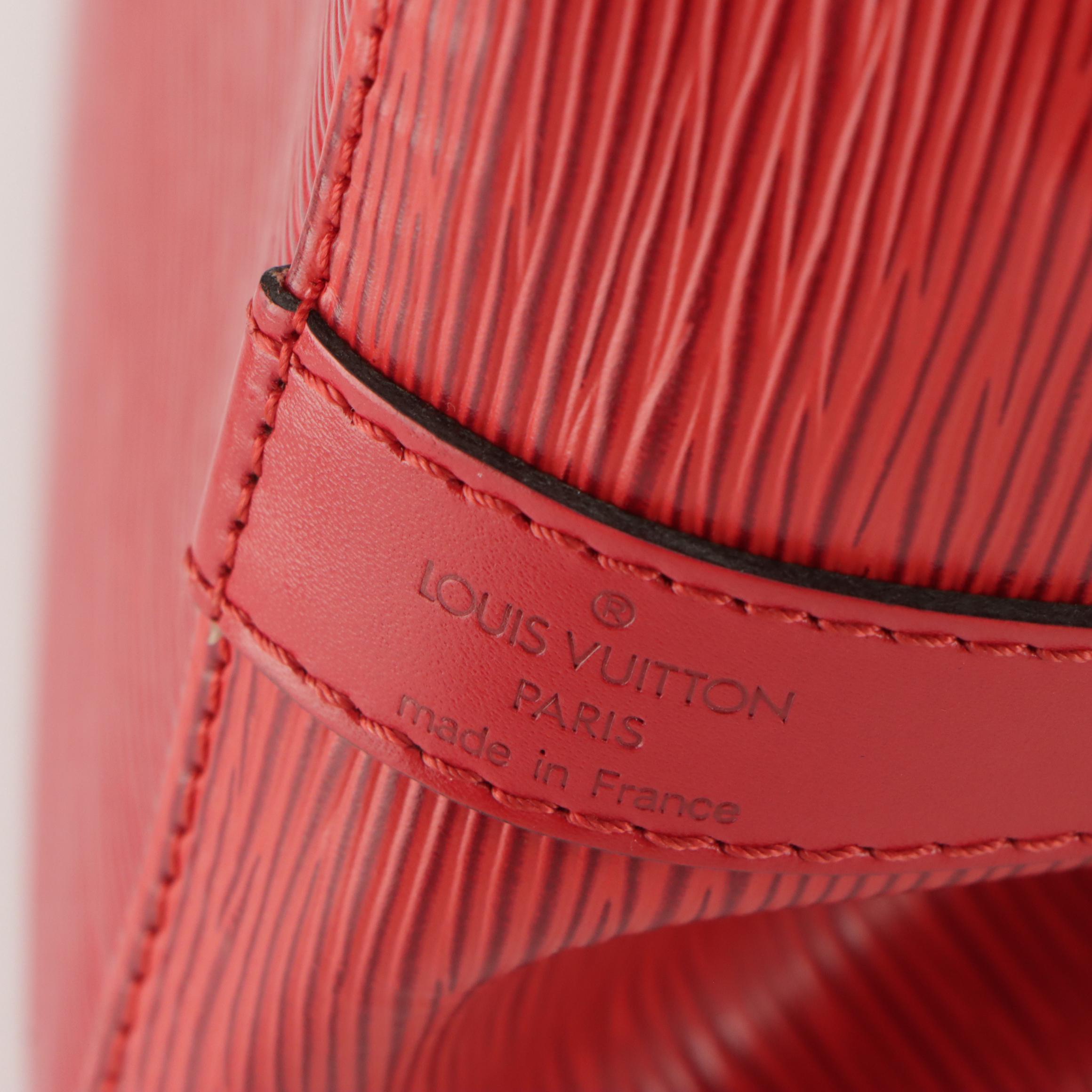 Louis Vuitton Petit Noé Bag in Castilian Red Epi/Smooth Leather