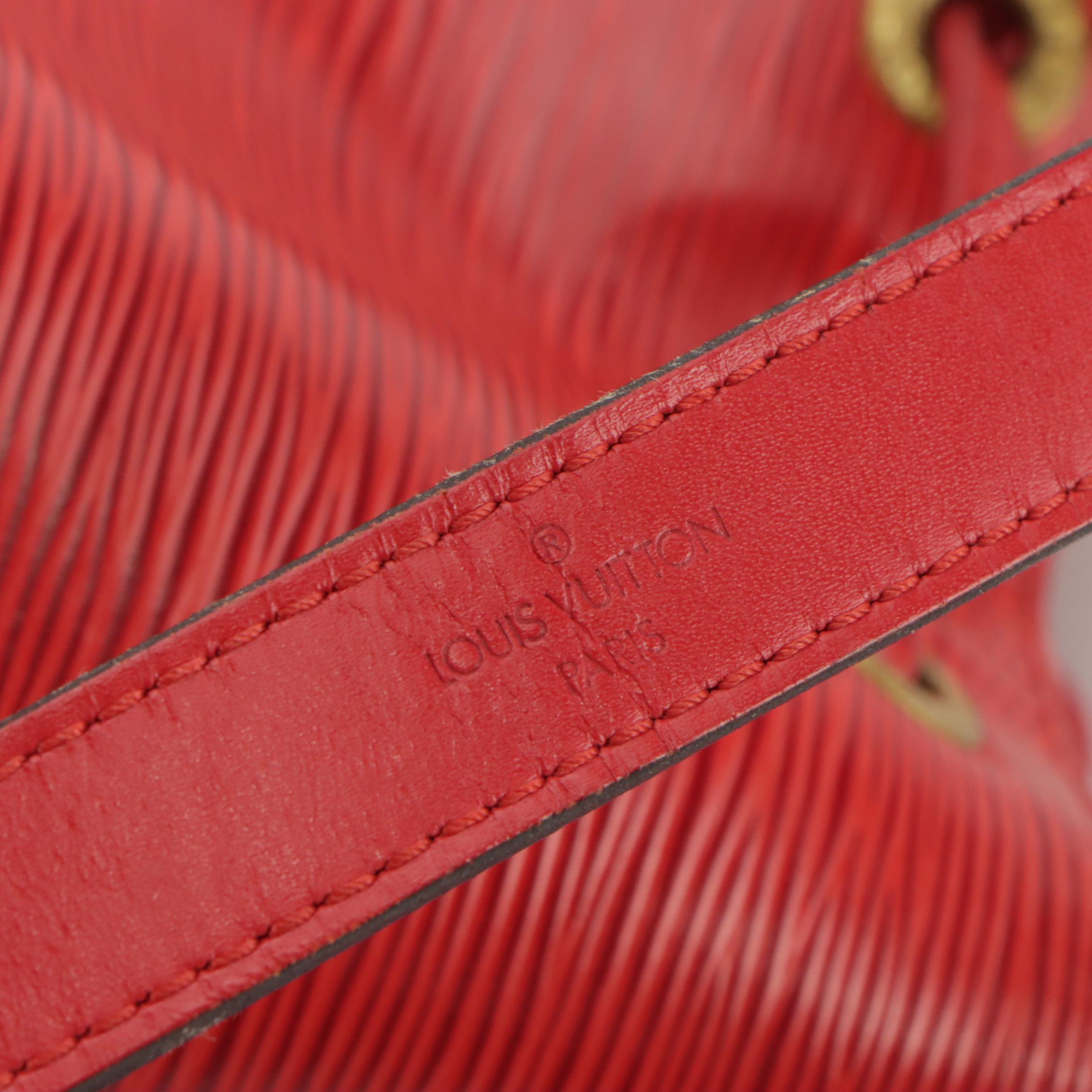 Louis Vuitton Petit Noé Bag in Castilian Red Epi/Smooth Leather