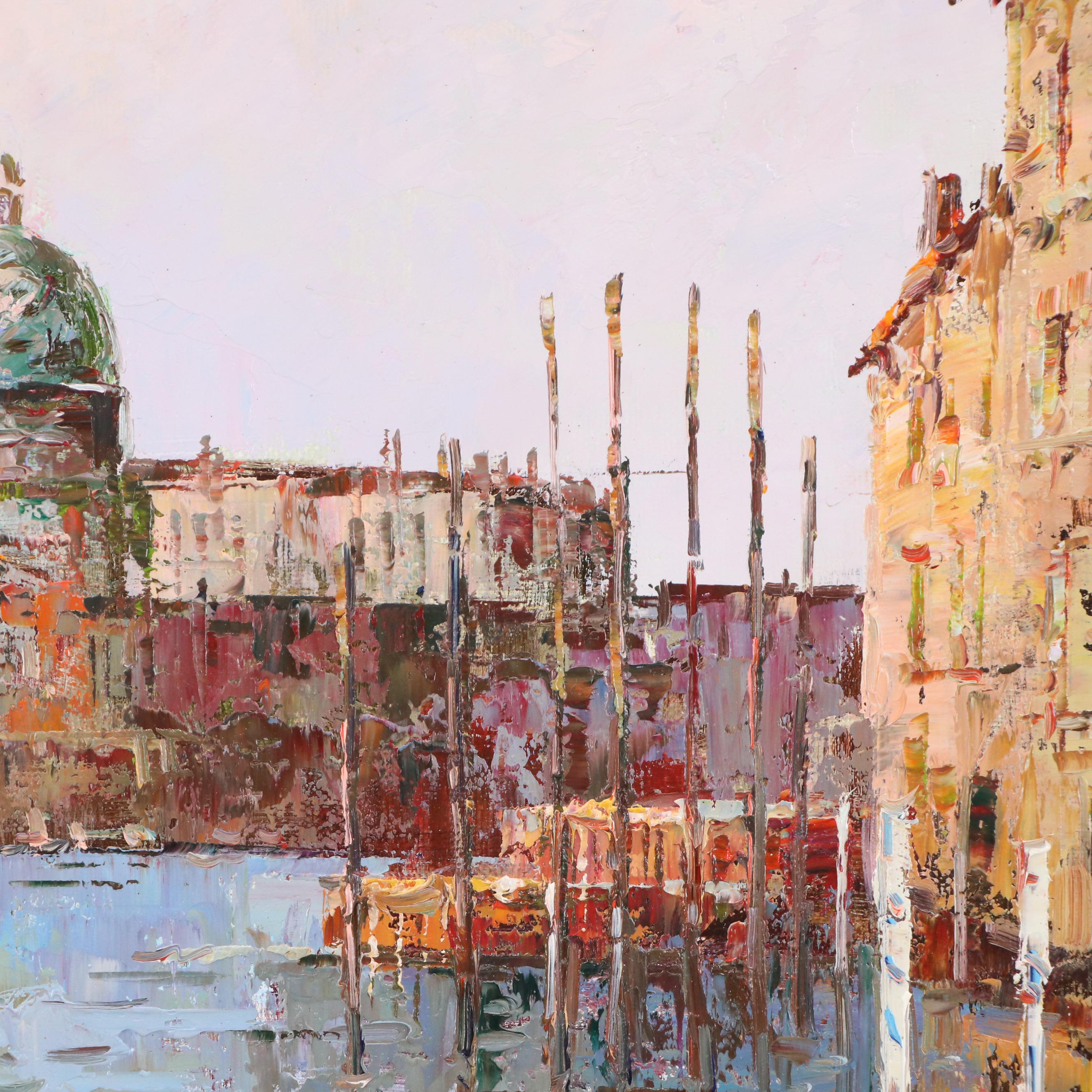 Morgan (Sun-Ki Back) Oil Painting of Bacino di San Marco, Venice, Circa 1998