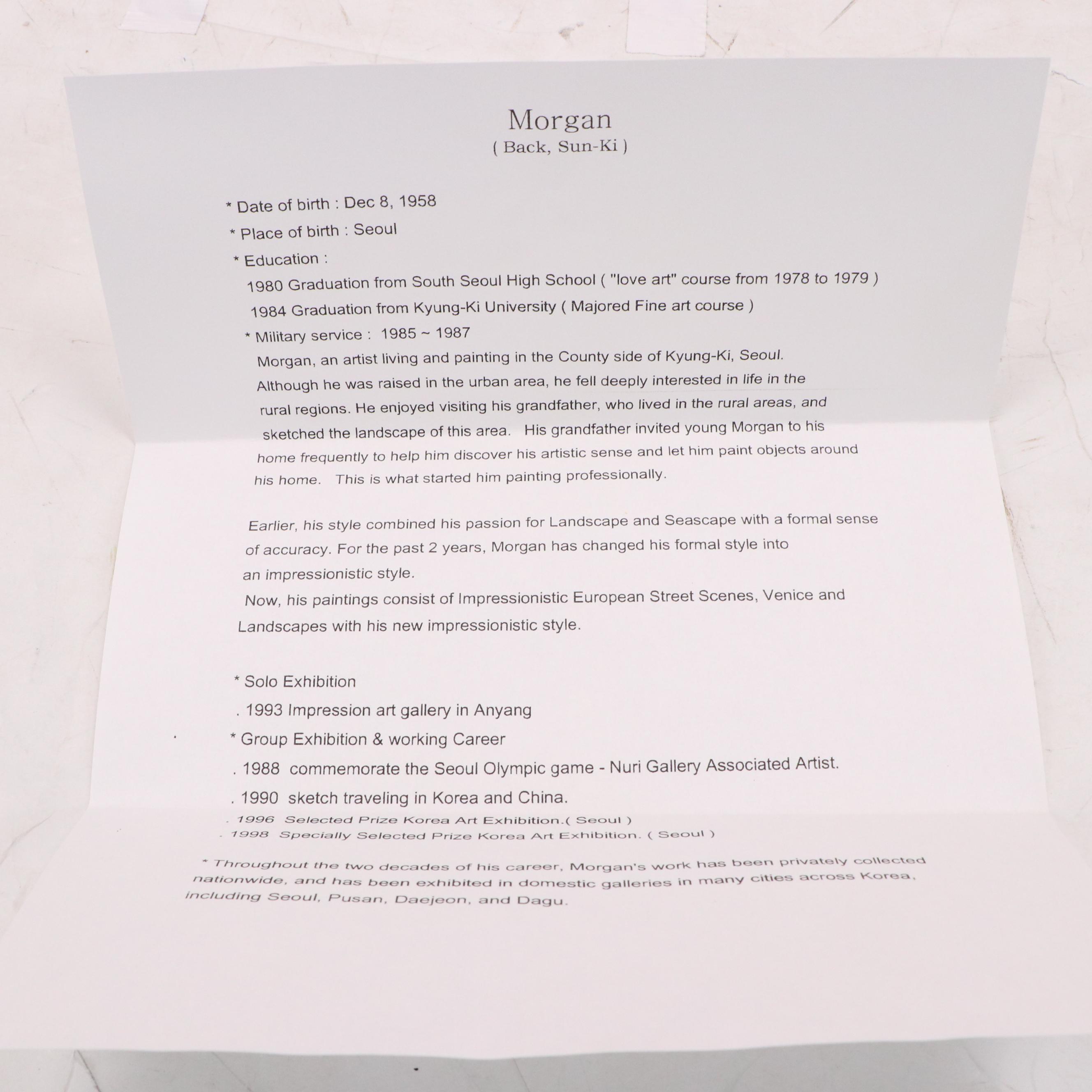 Morgan (Sun-Ki Back) Oil Painting of Bacino di San Marco, Venice, Circa 1998