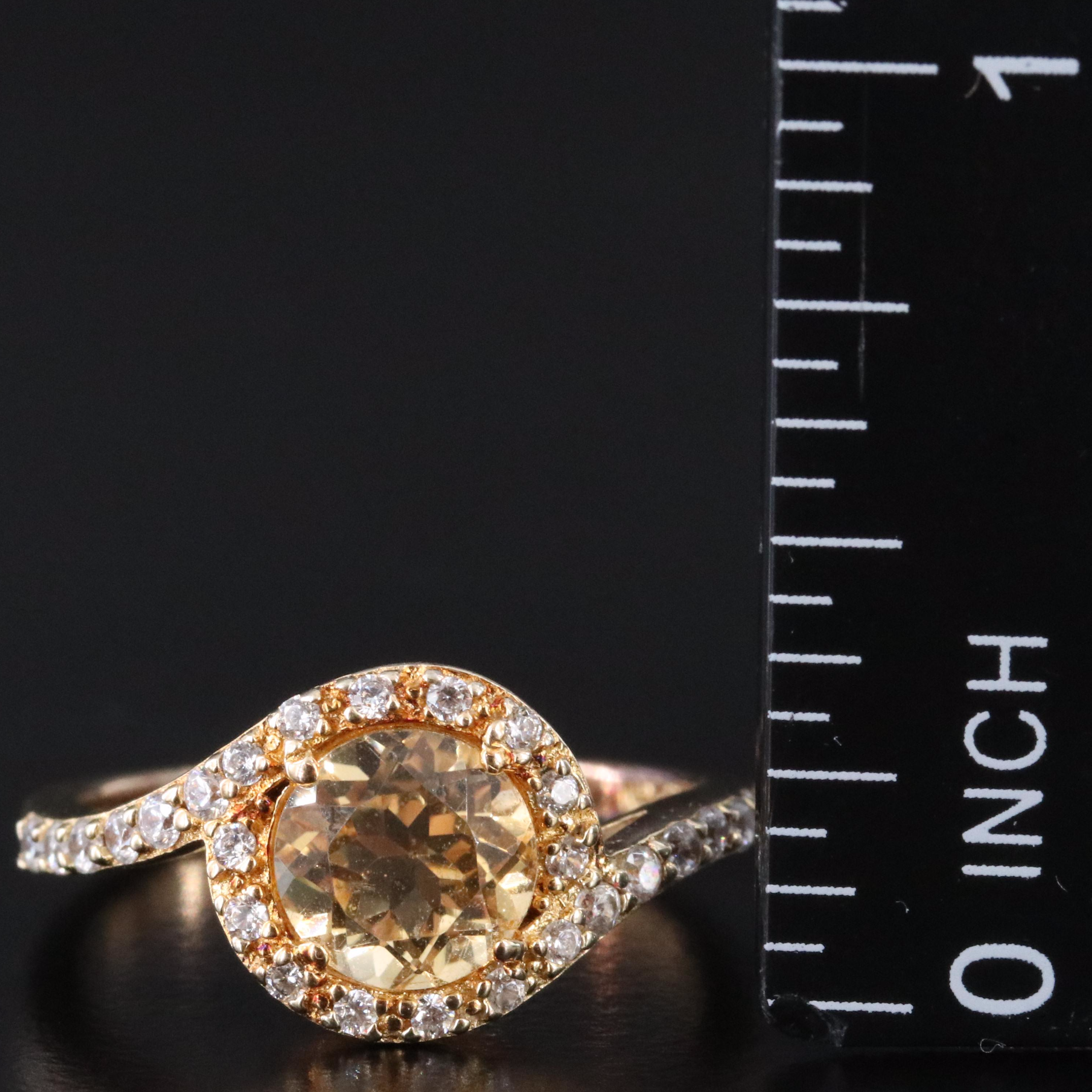 Sterling Citrine and CZ Ring