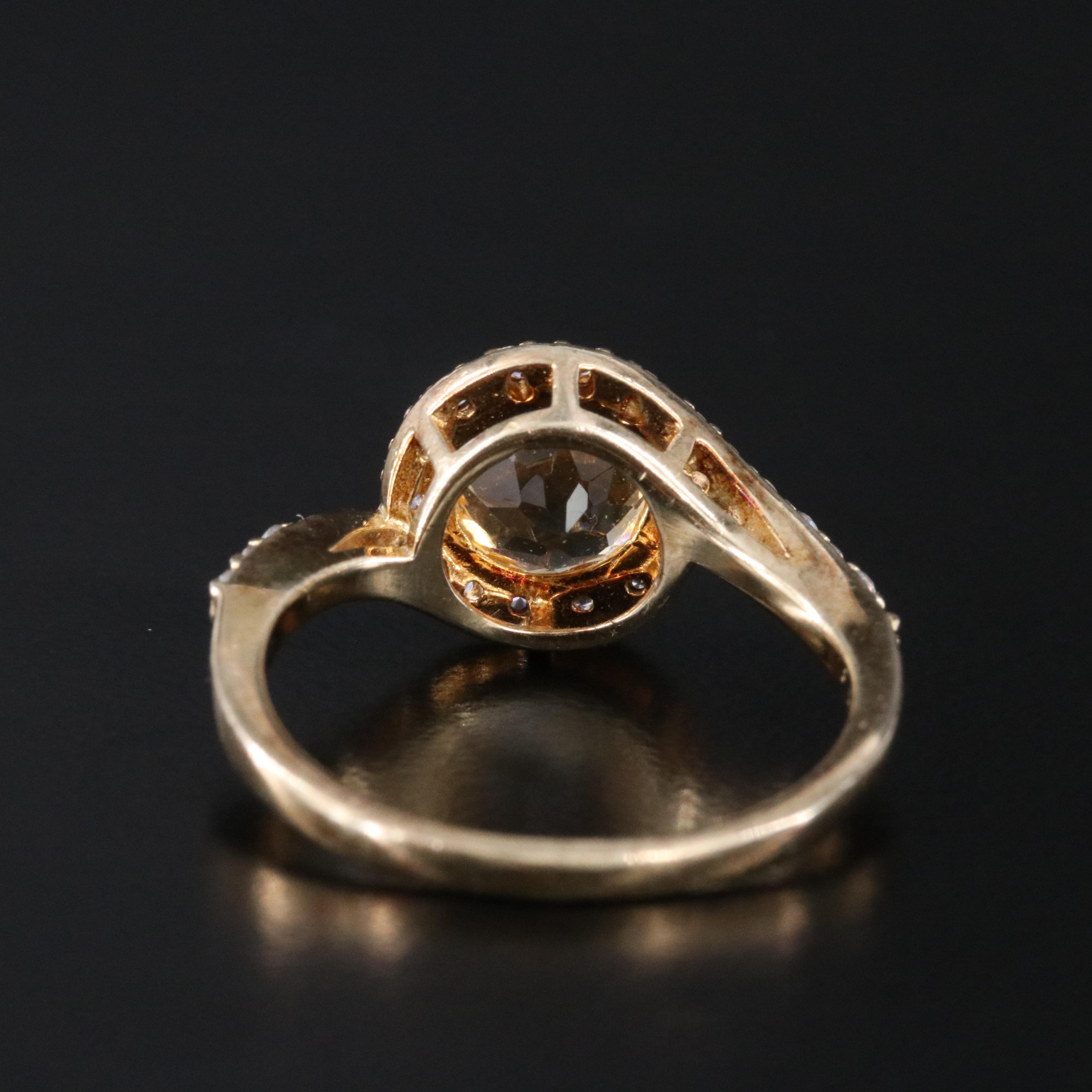 Sterling Citrine and CZ Ring
