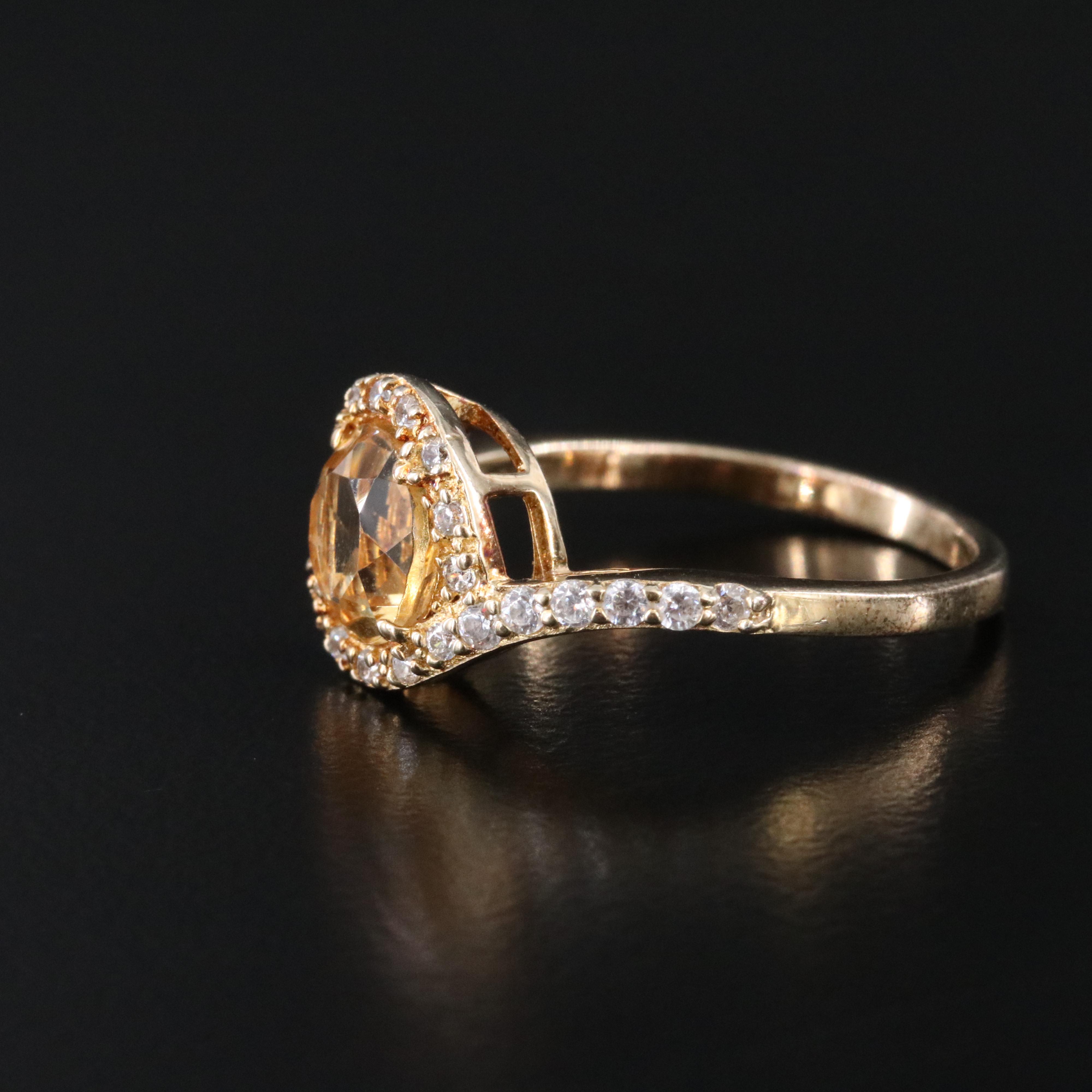 Sterling Citrine and CZ Ring
