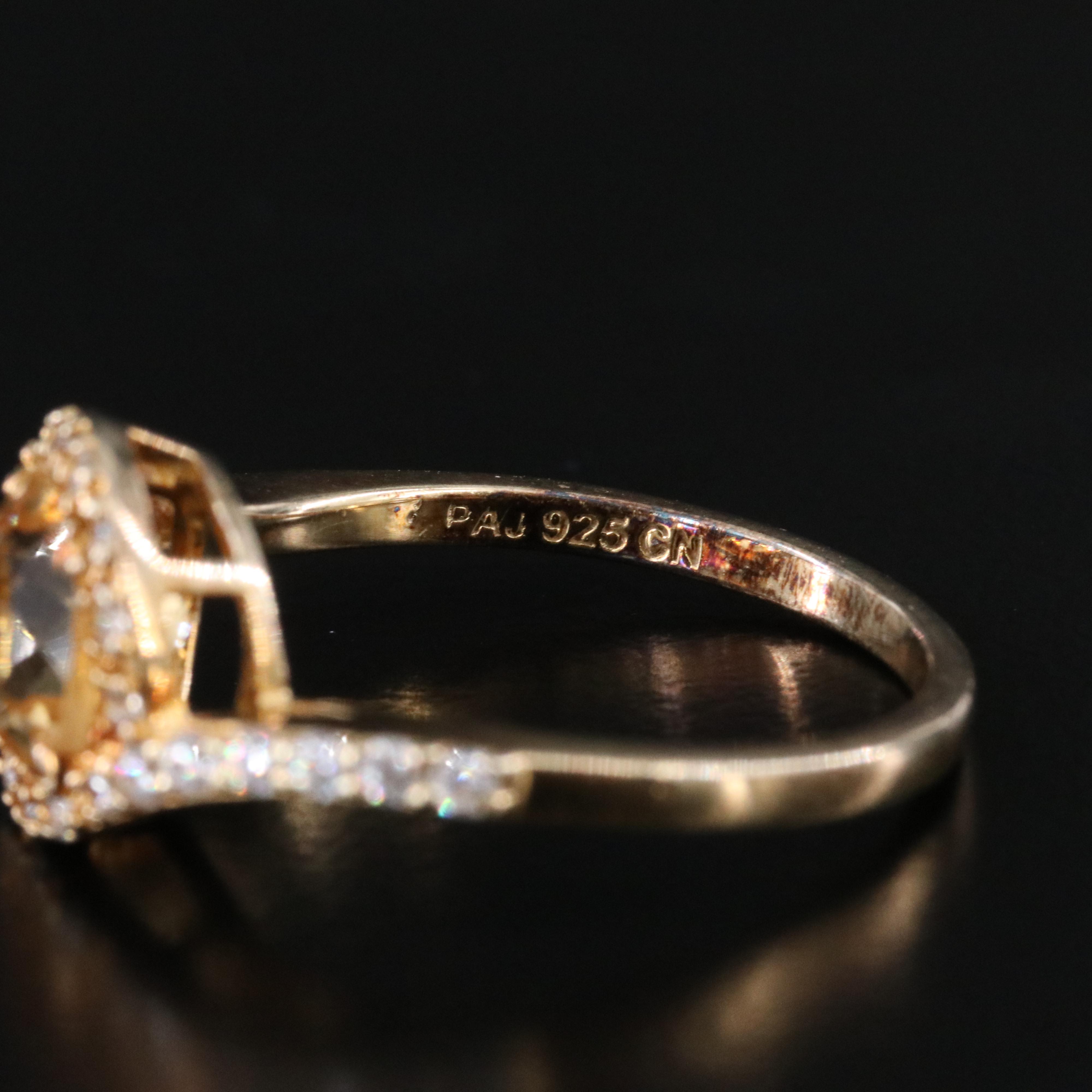 Sterling Citrine and CZ Ring