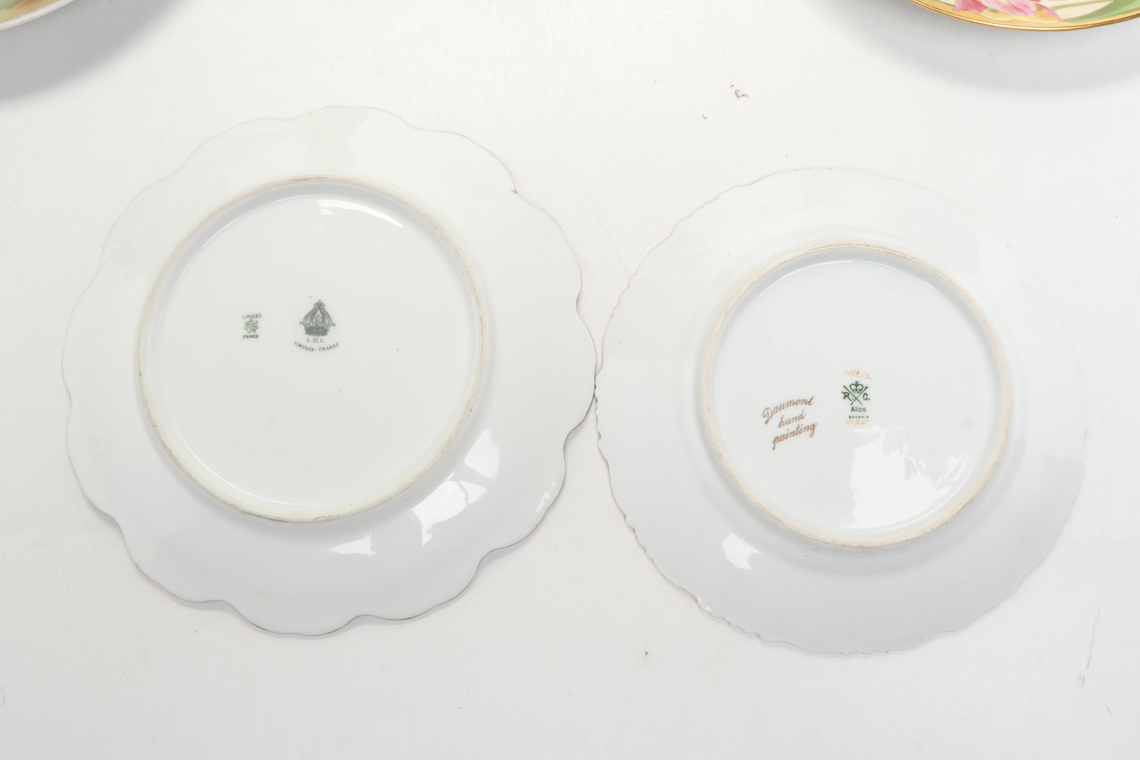 Art Nouveau Majolica Vase with Other Rose Pattern Porcelain Plates and Ewer