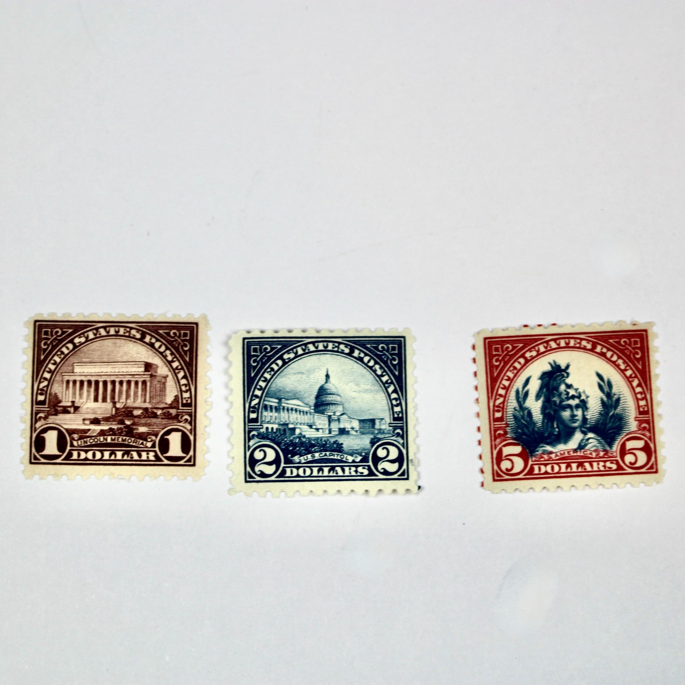 Three Mint Never Hinged High Value Postage Stamps, 1922 to 1925