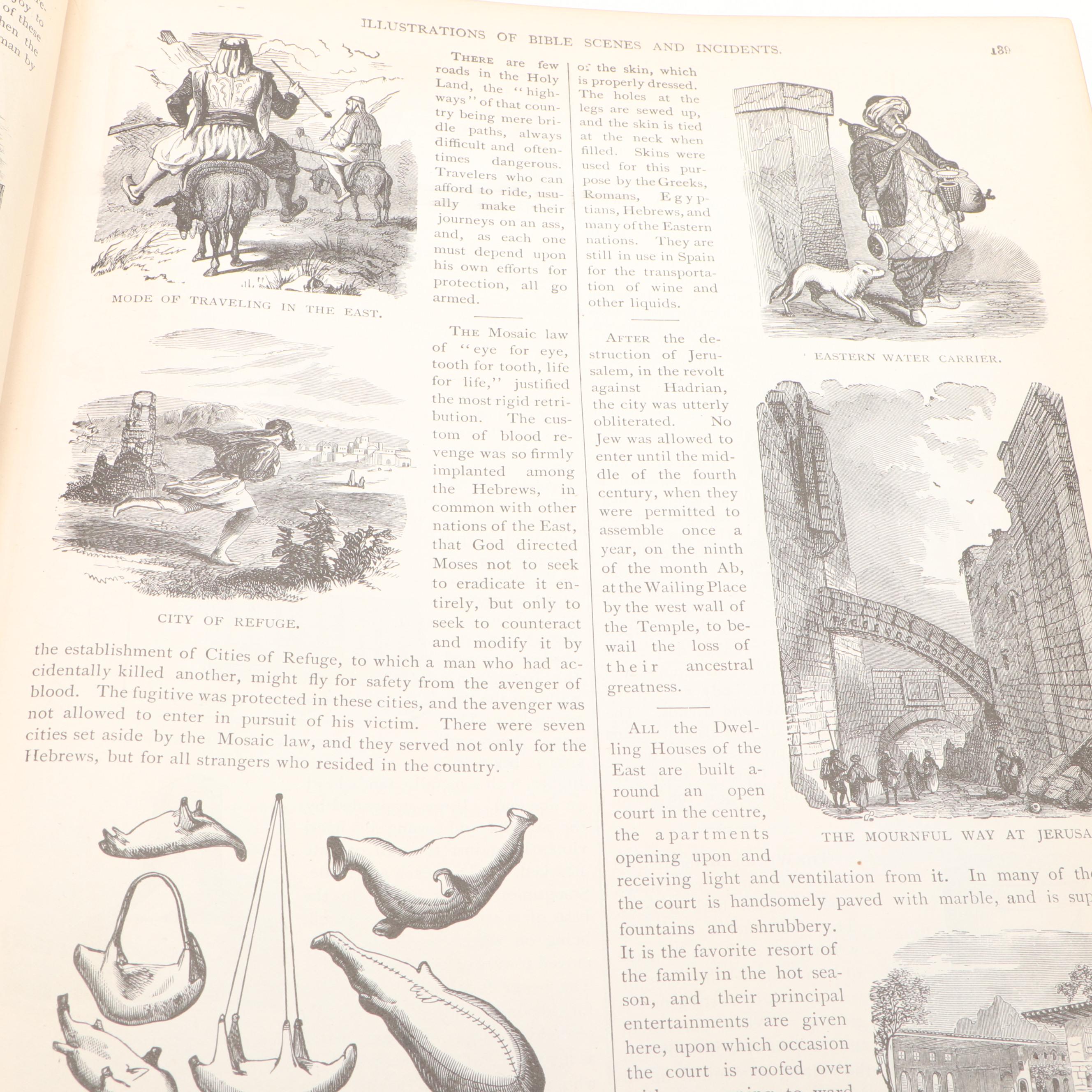 Embossed Leather Bound Pictorial Family Bible with Apocrypha, Late 19th Century