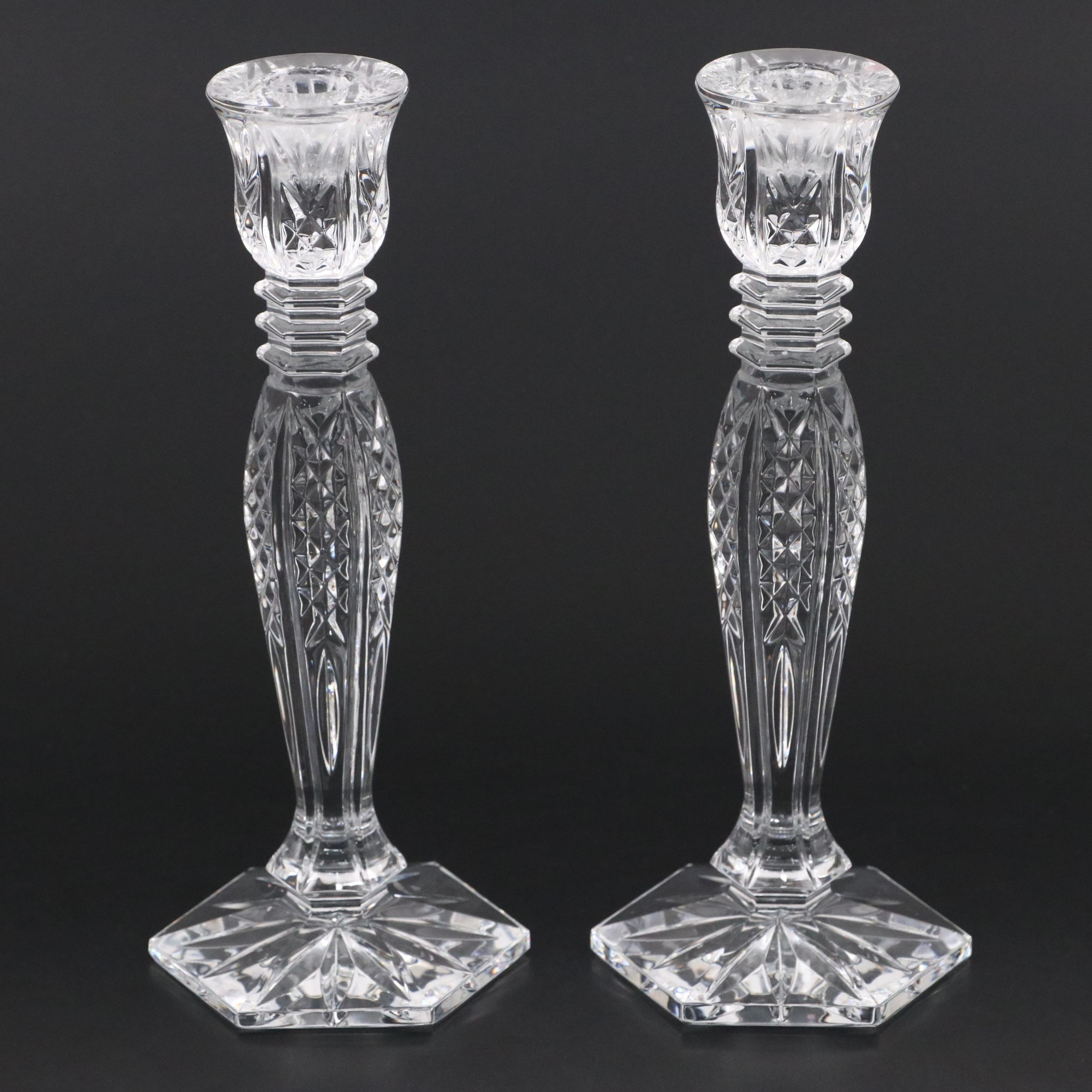 Pair of Waterford Crystal "Bethany" Single Light Candlesticks