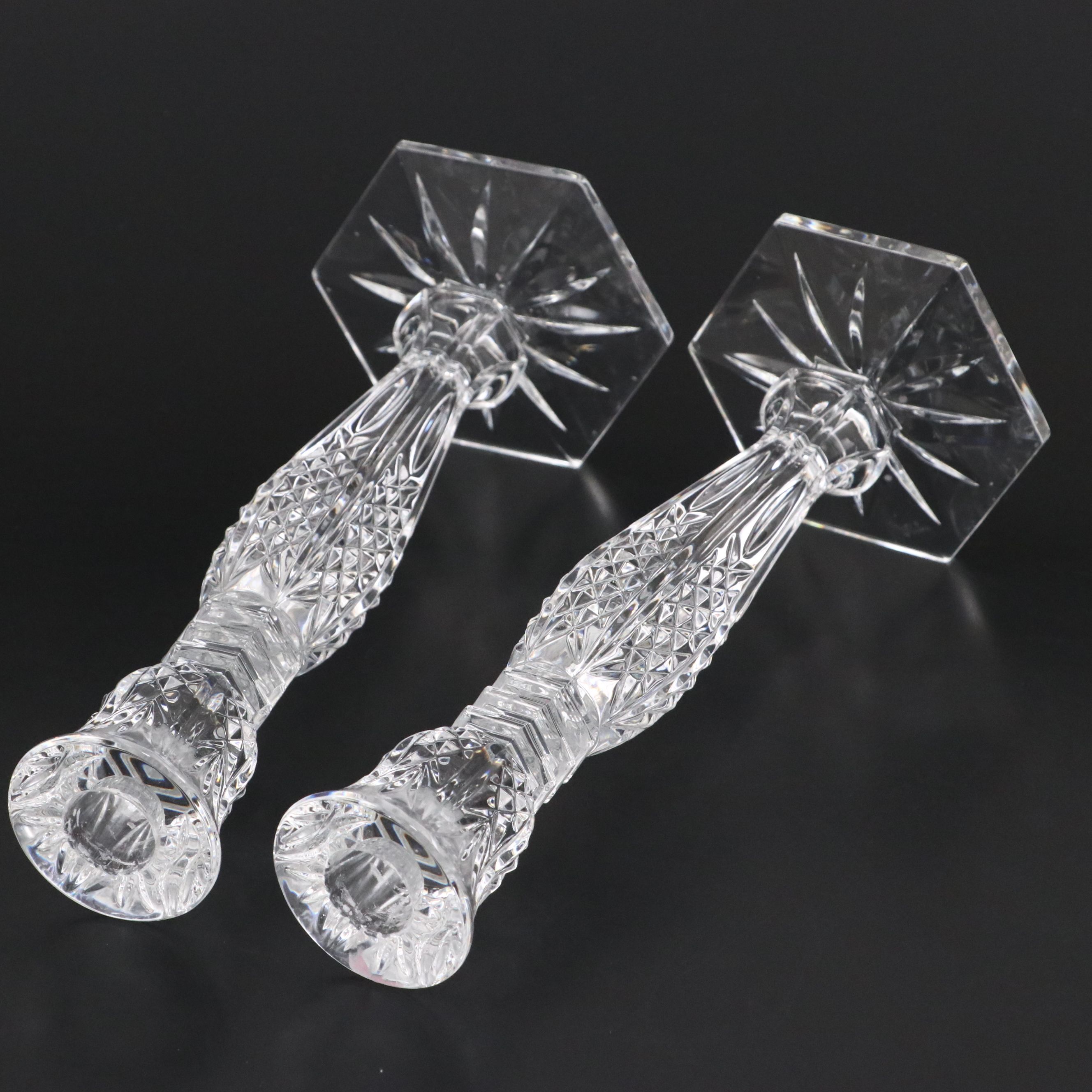 Pair of Waterford Crystal "Bethany" Single Light Candlesticks