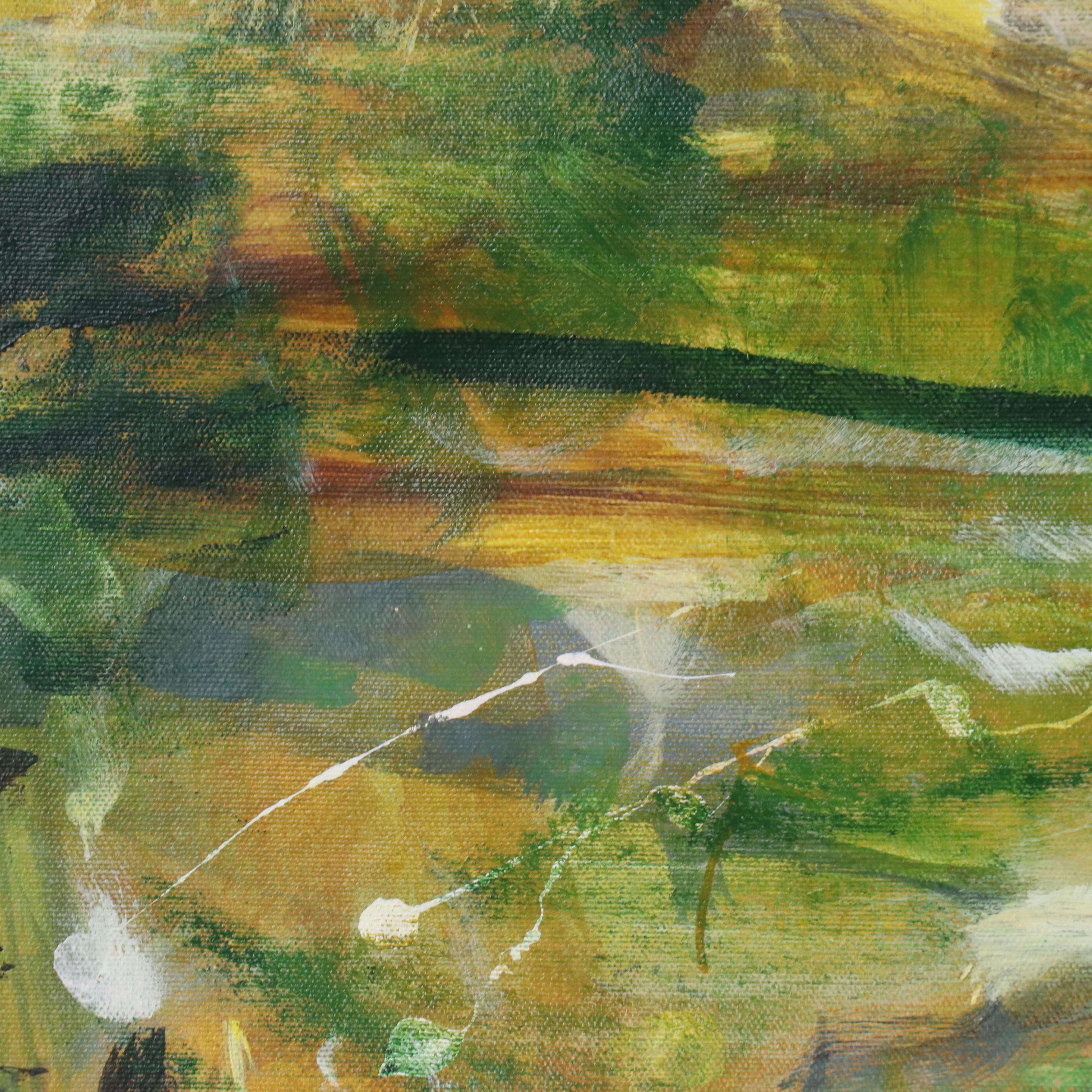 Mark Whitmarsh Landscape Acrylic Painting "Dry Creek Bed," 21st Century