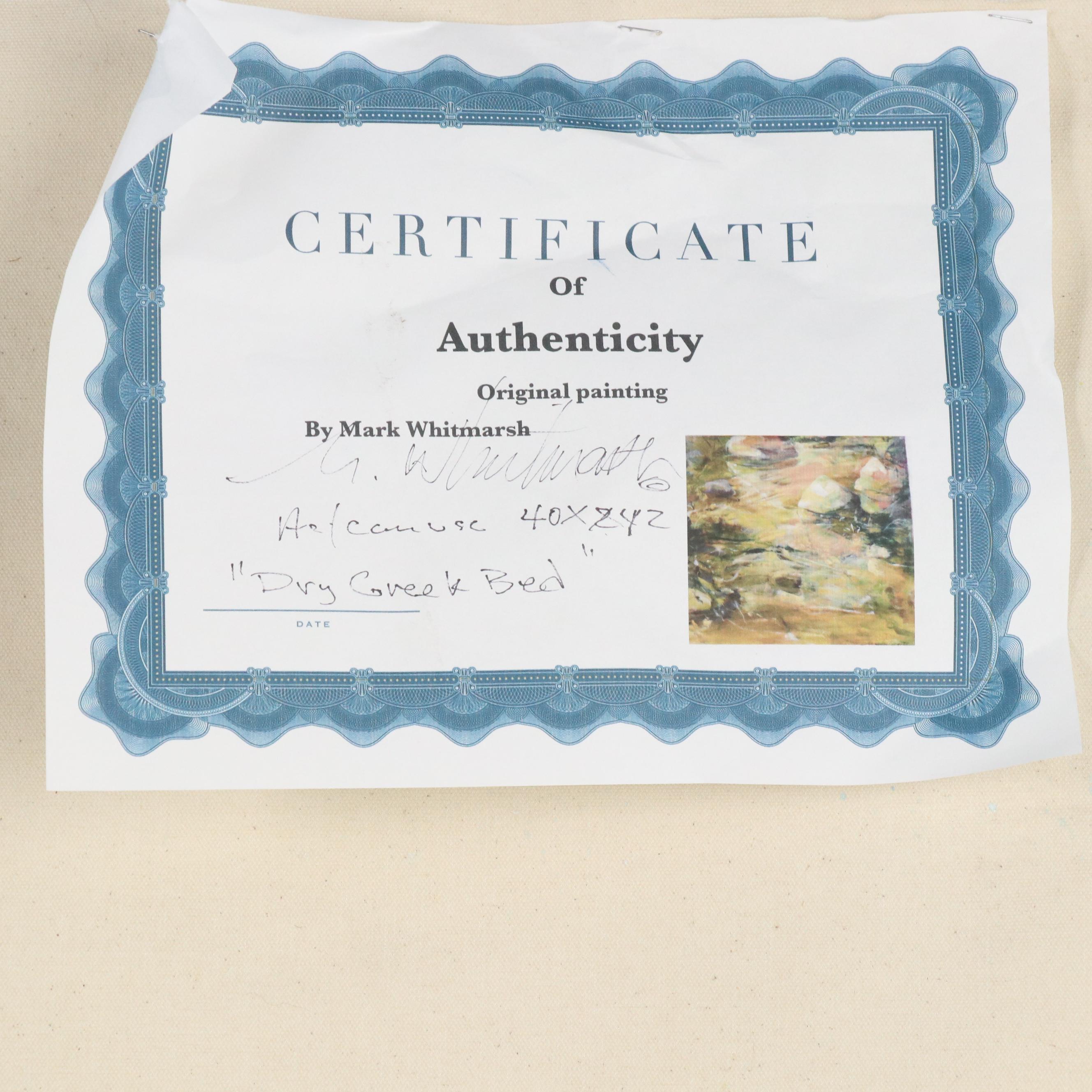 Mark Whitmarsh Landscape Acrylic Painting "Dry Creek Bed," 21st Century