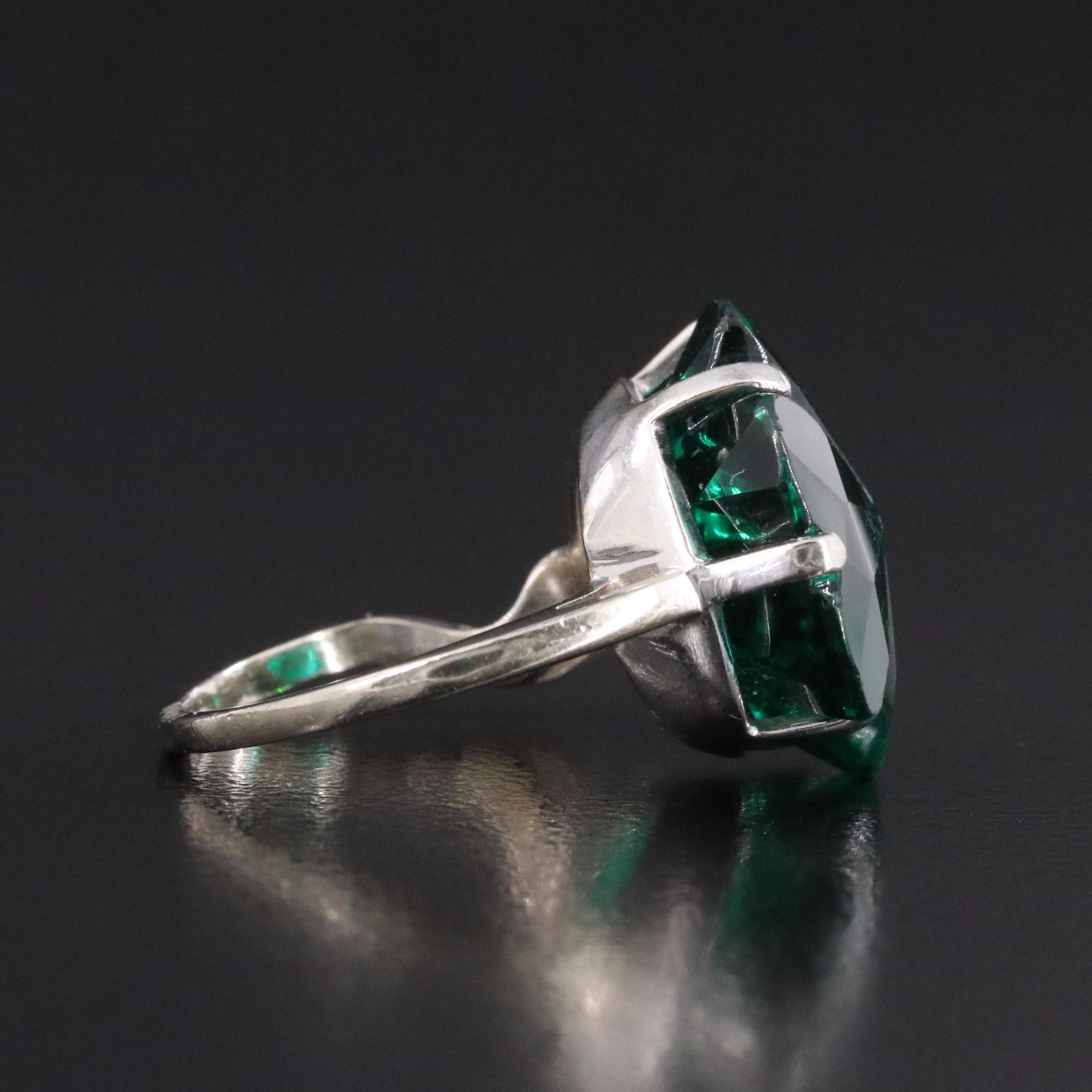 Vintage 10K Glass and White Spinel Ring