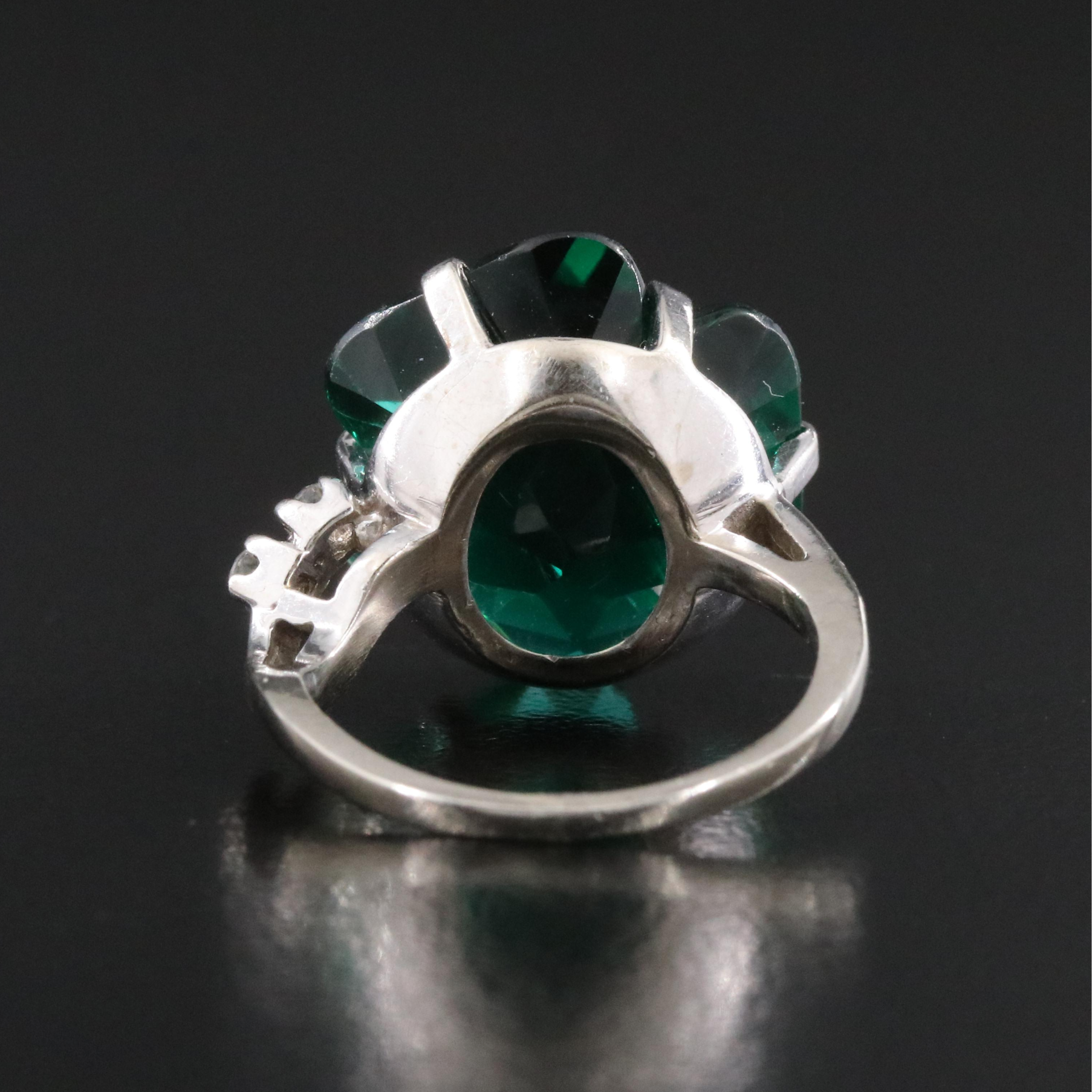 Vintage 10K Glass and White Spinel Ring