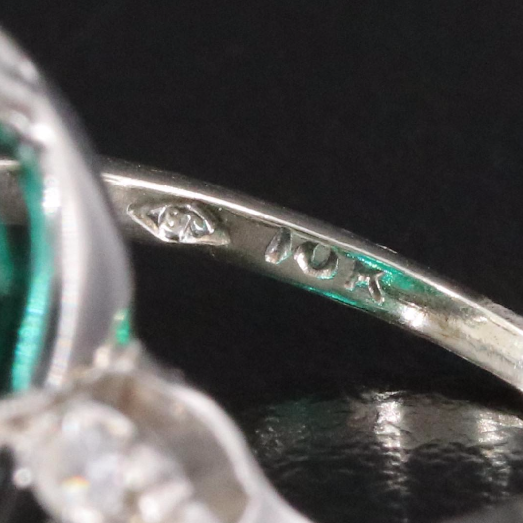 Vintage 10K Glass and White Spinel Ring