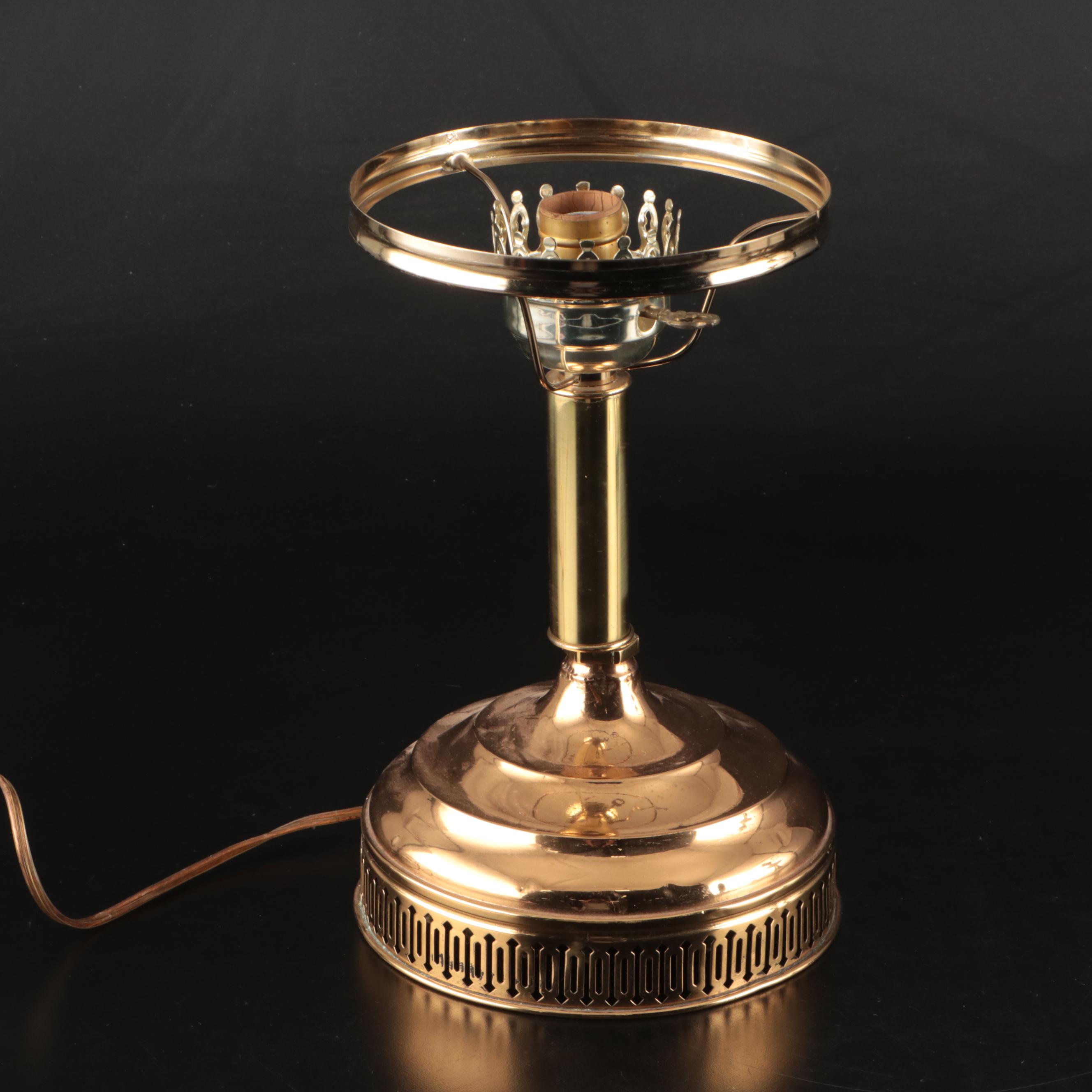 Hand-Painted Floral Milk Glass Table Lamps