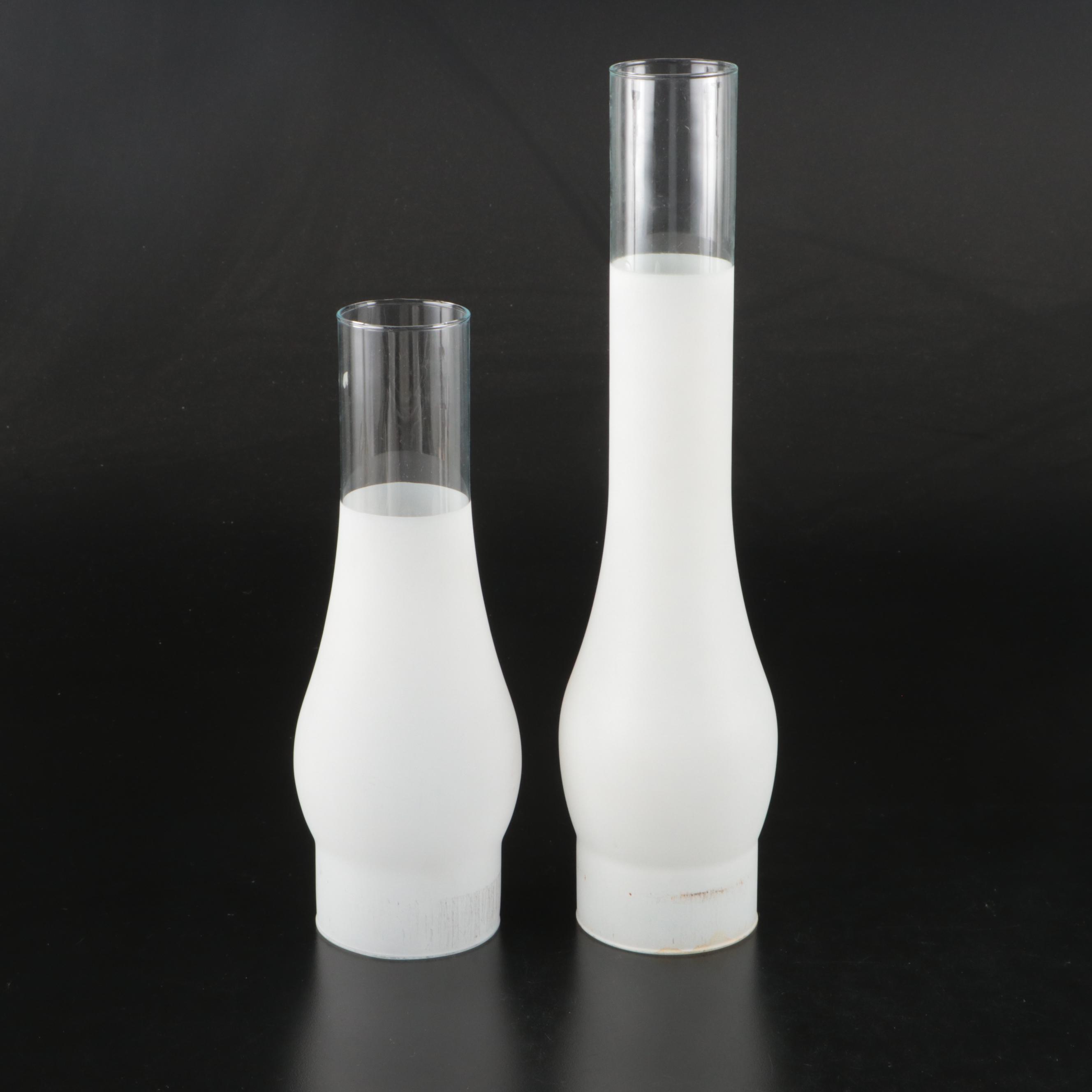 Hand-Painted Floral Milk Glass Table Lamps