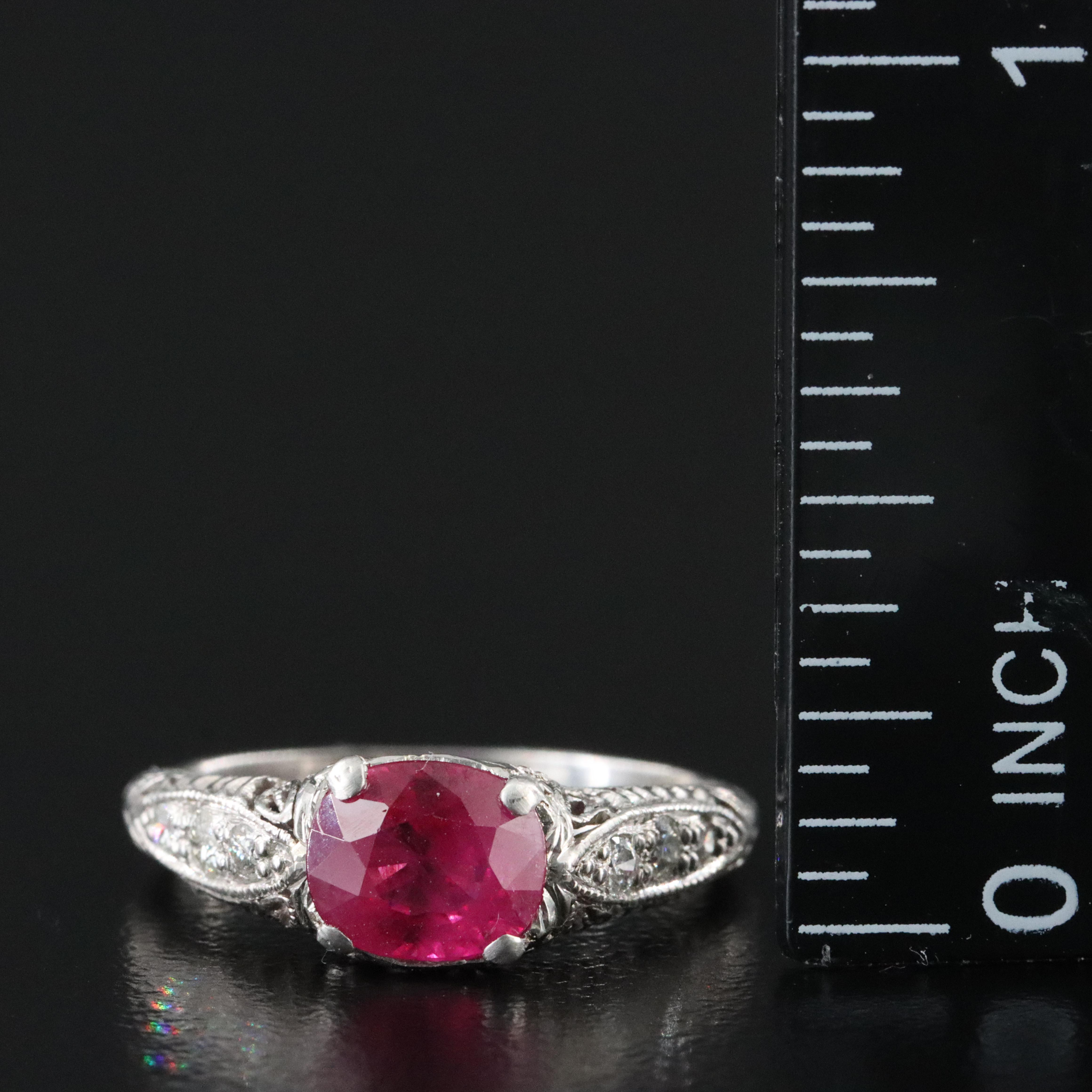 Platinum 1.19 CT Burmese Ruby and Diamond Ring with GIA Report