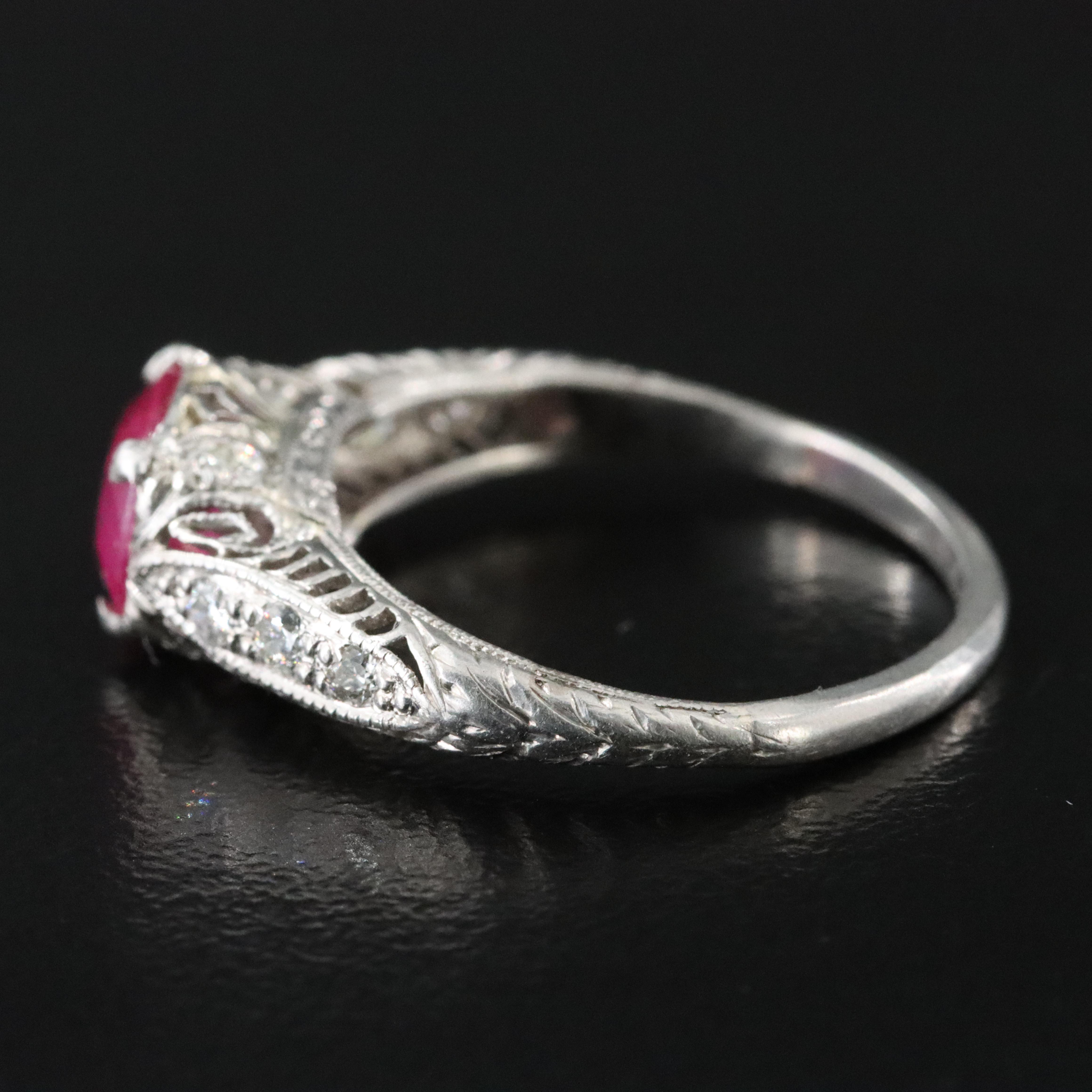 Platinum 1.19 CT Burmese Ruby and Diamond Ring with GIA Report
