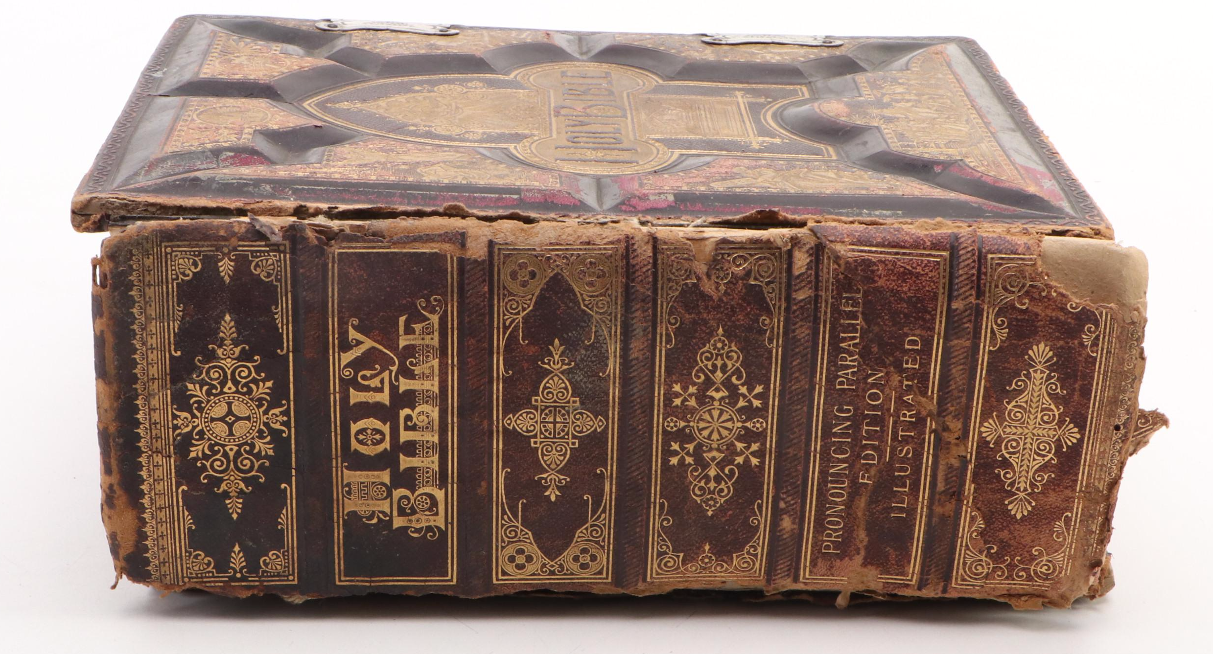 Embossed Leather Holy Bible with Old and New Testaments, 1880