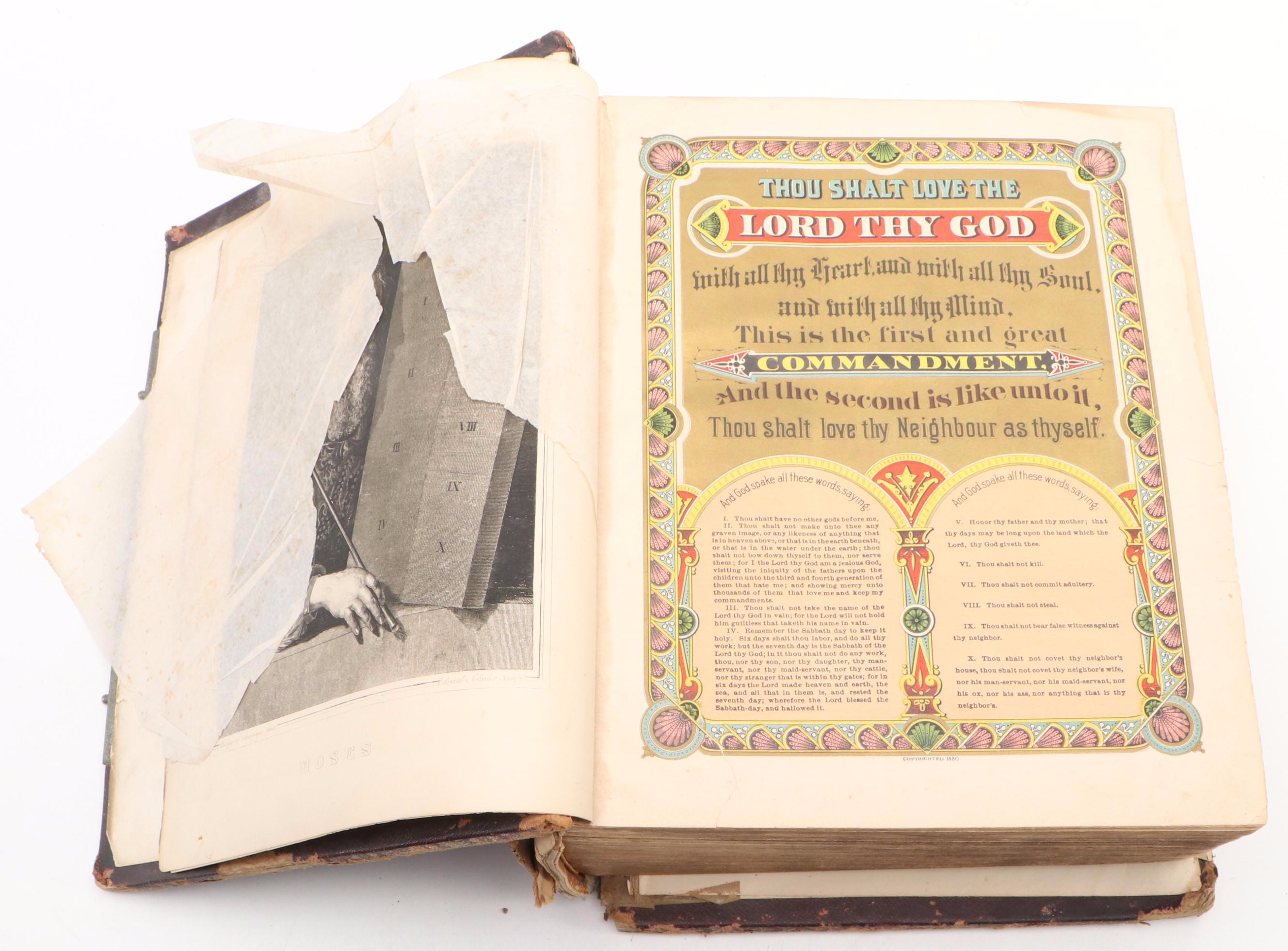Embossed Leather Holy Bible with Old and New Testaments, 1880