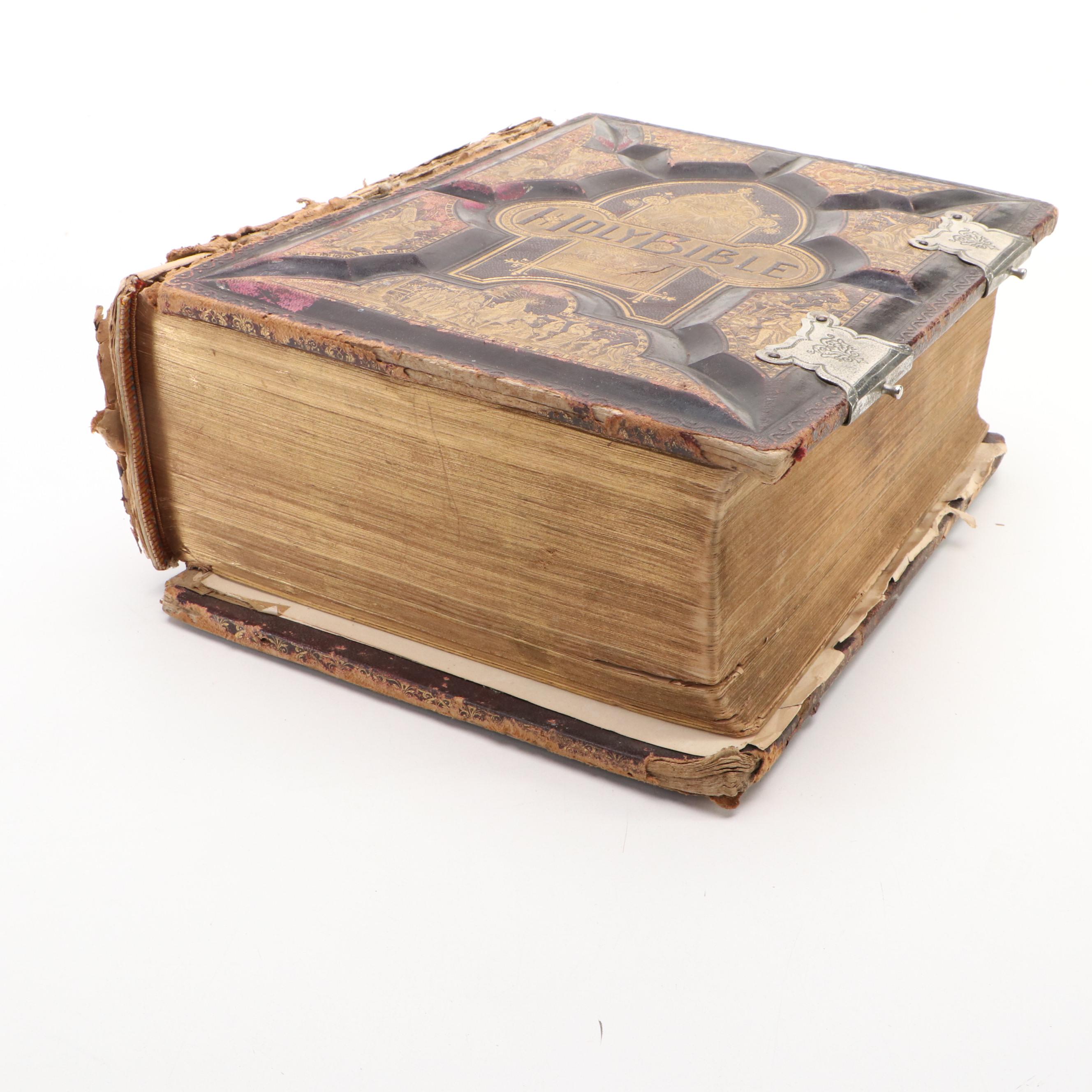 Embossed Leather Holy Bible with Old and New Testaments, 1880