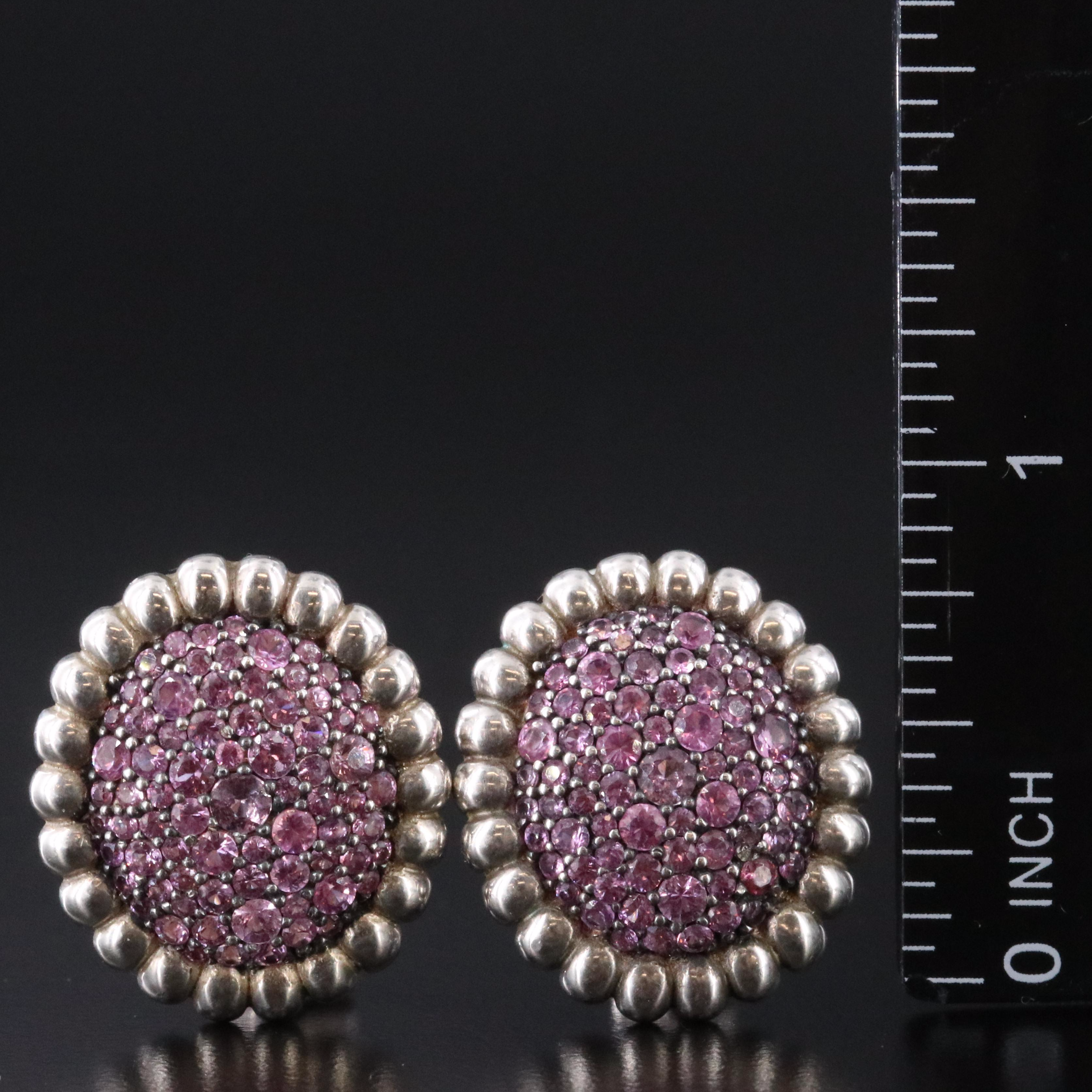 Sterling Pink Sapphire Earrings