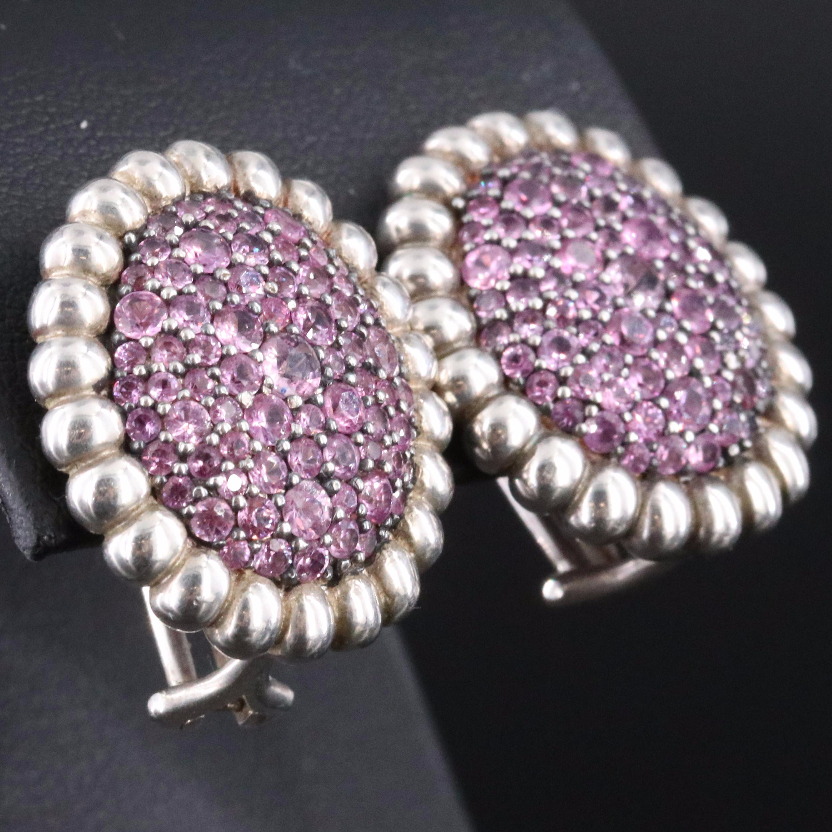Sterling Pink Sapphire Earrings