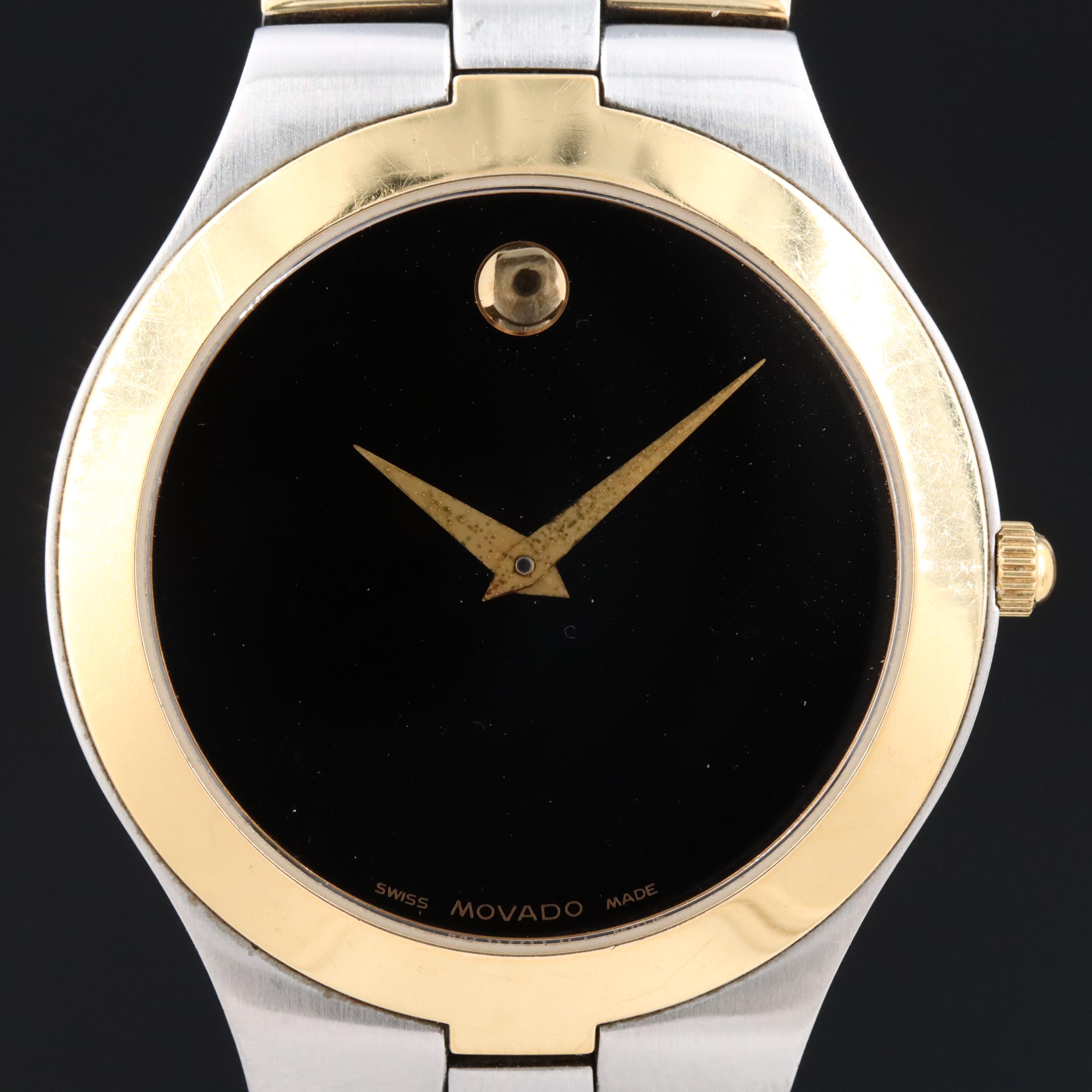 Movado Two-Tone Black Dial Watch