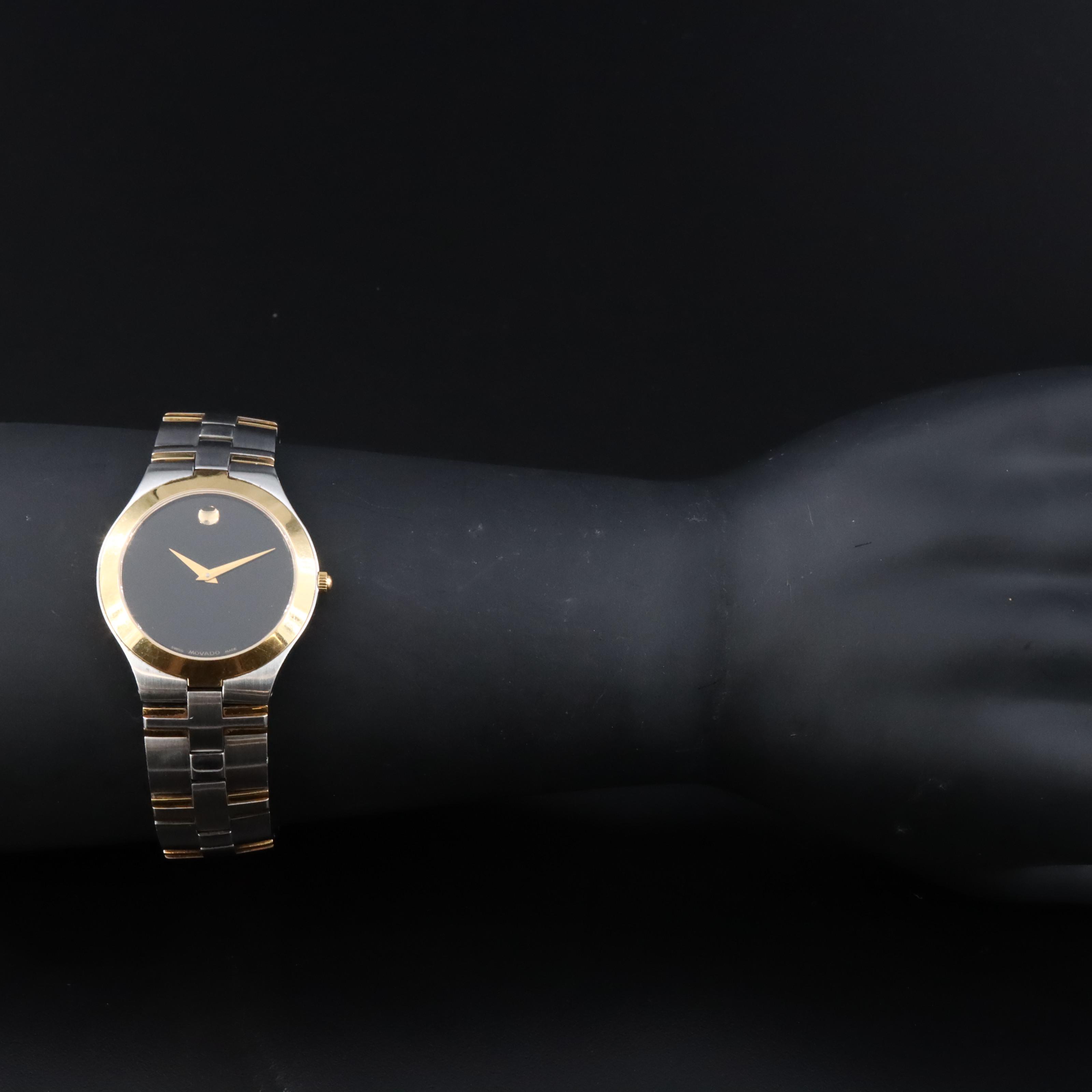 Movado Two-Tone Black Dial Watch