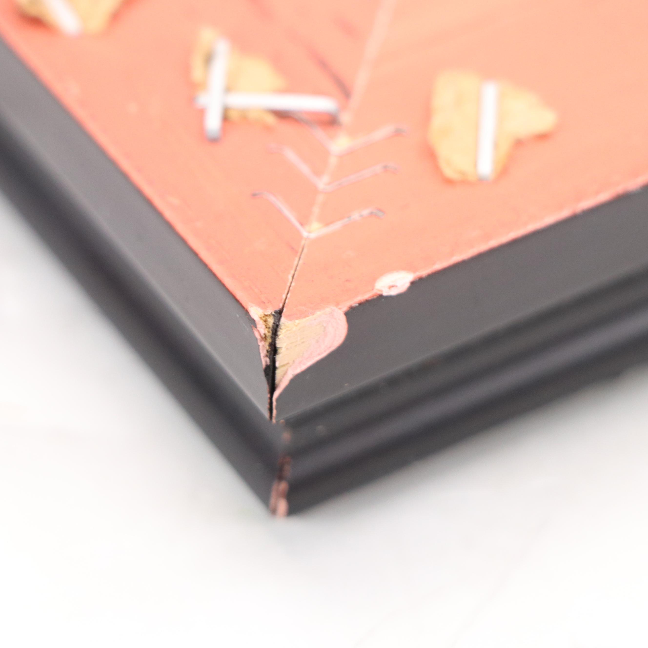 Miniature Oil Painting of Rooster, Hen, and Chicks