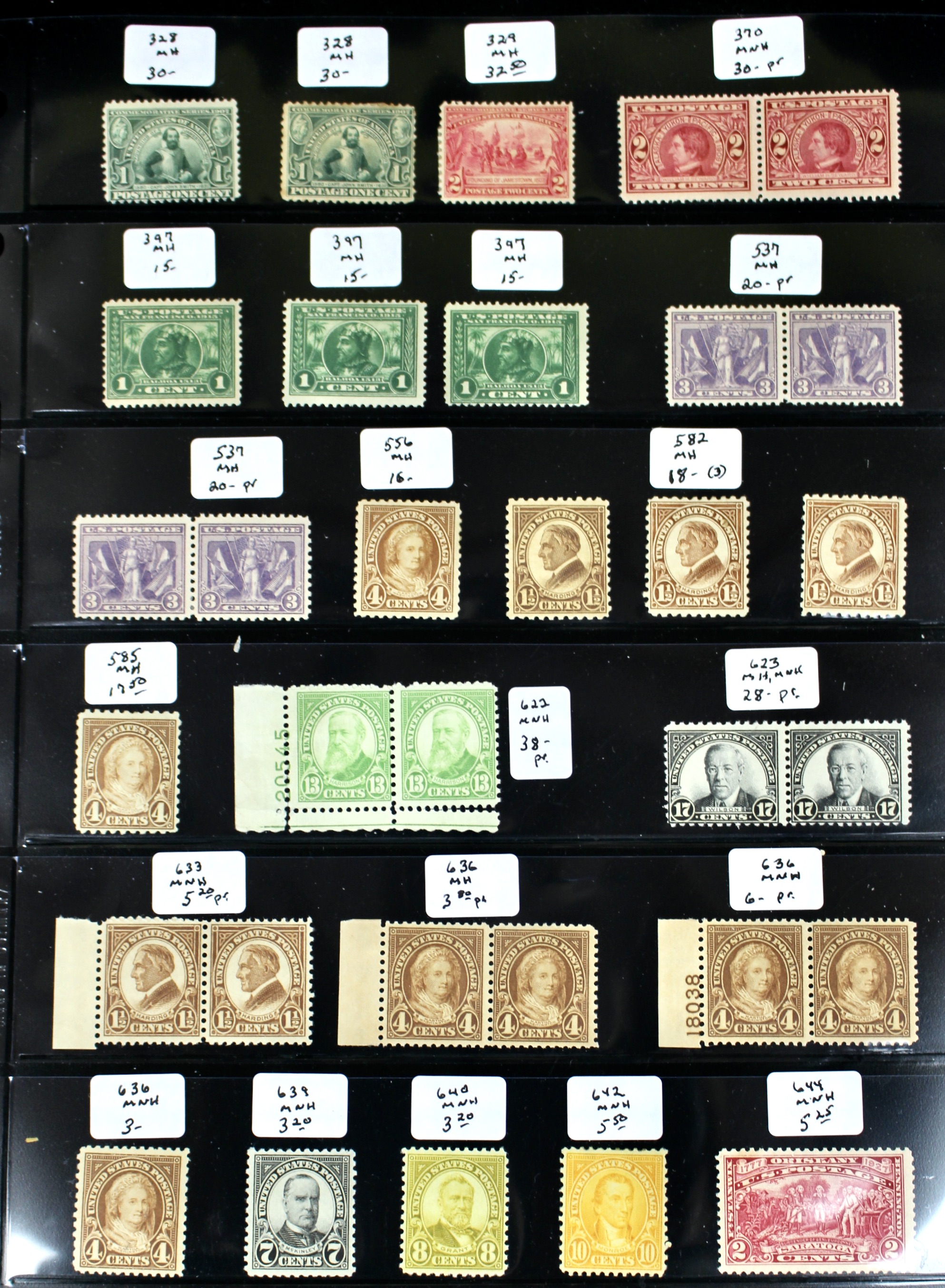 Sixty-Four Mint and MNH U.S. Postage Stamps, Scott #s 328 to C23
