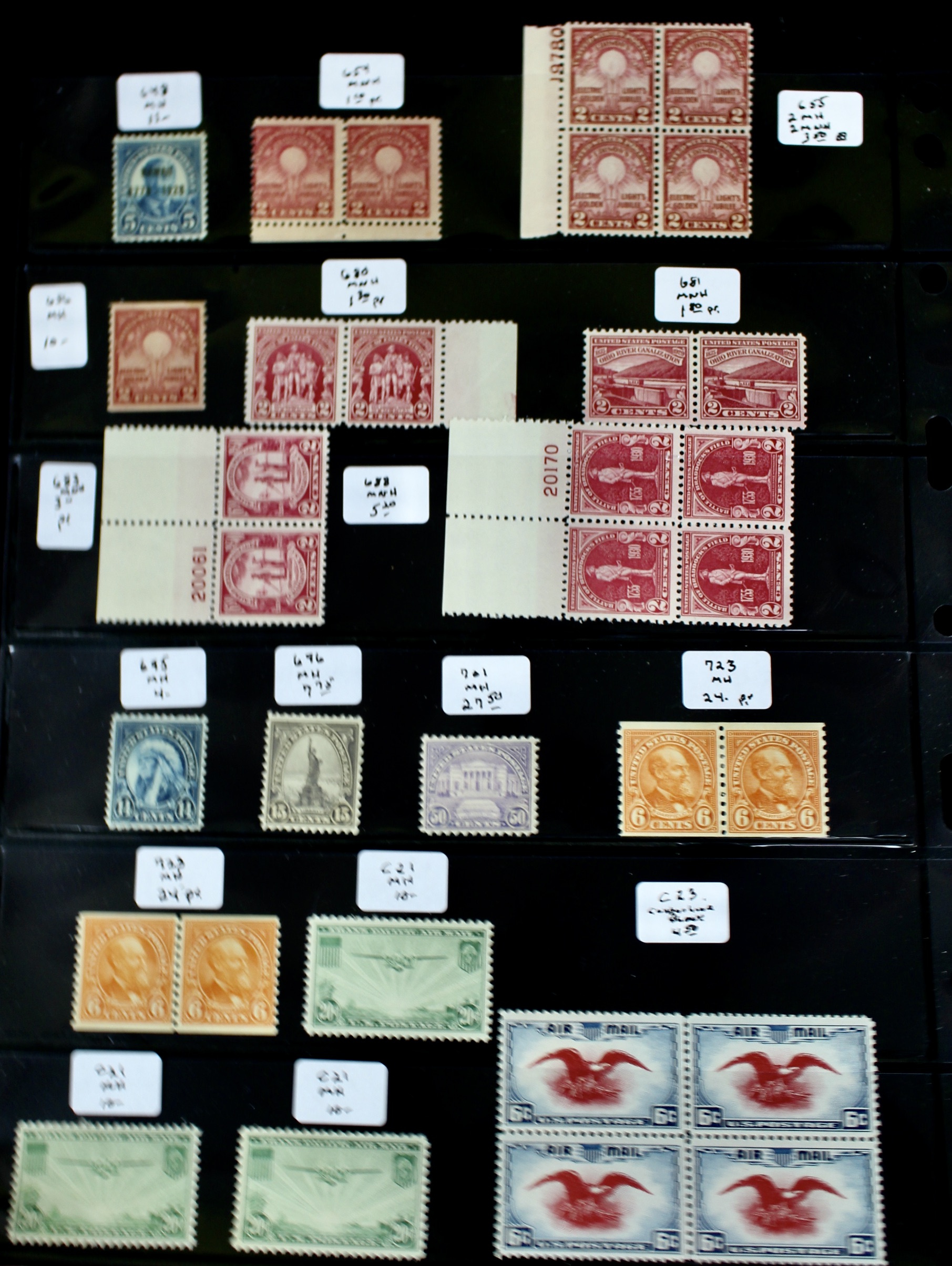 Sixty-Four Mint and MNH U.S. Postage Stamps, Scott #s 328 to C23
