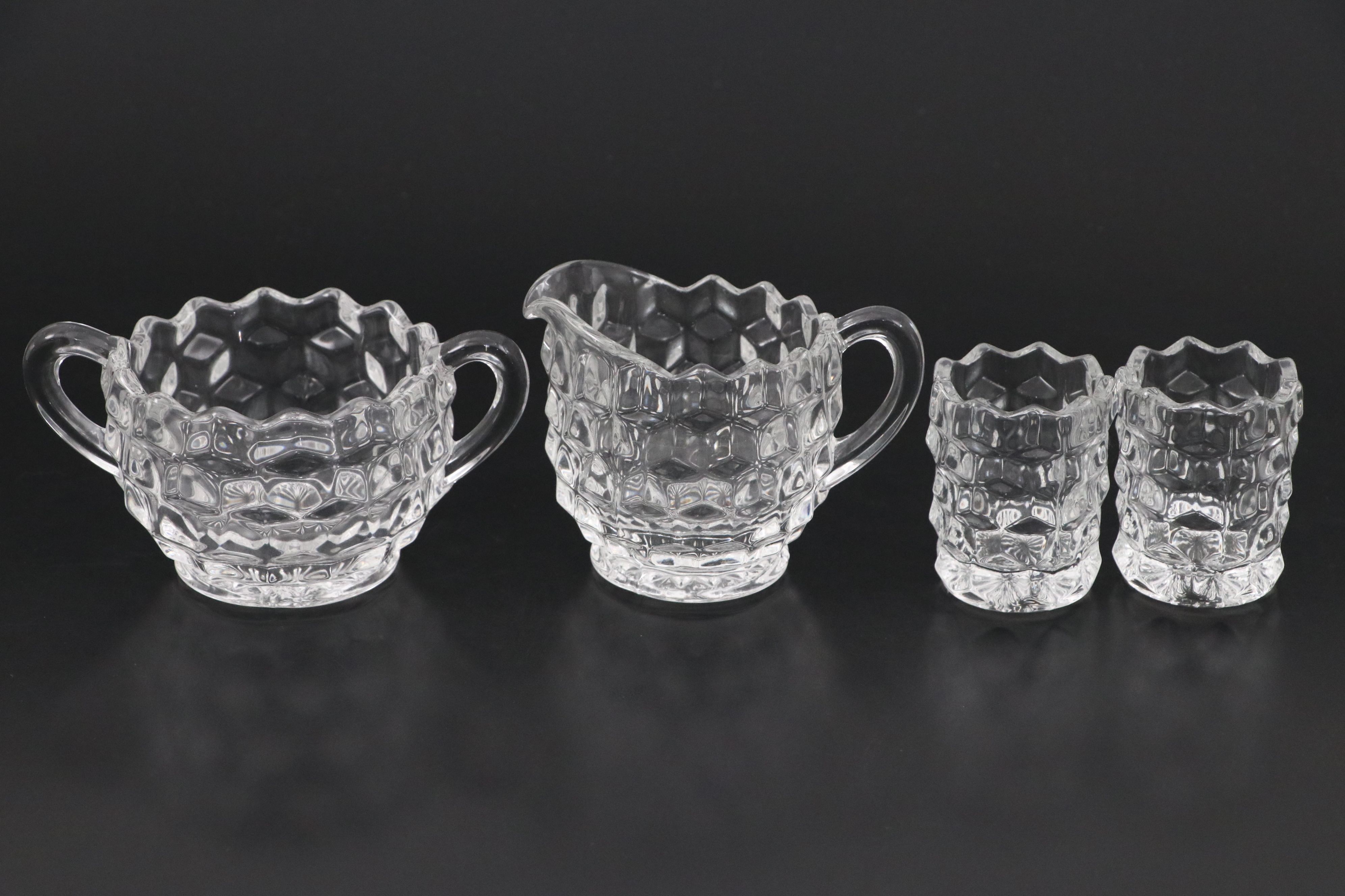 Fostoria "American" Crystal Pitcher, Iced Tea Glasses and Other Drinkware
