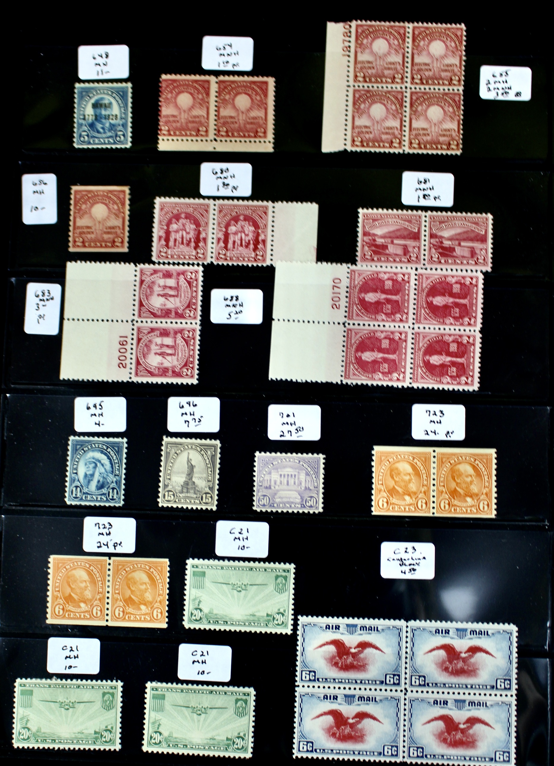 Sixty-Four Mint and MNH U.S. Postage Stamps, Scott #s 328 to C23