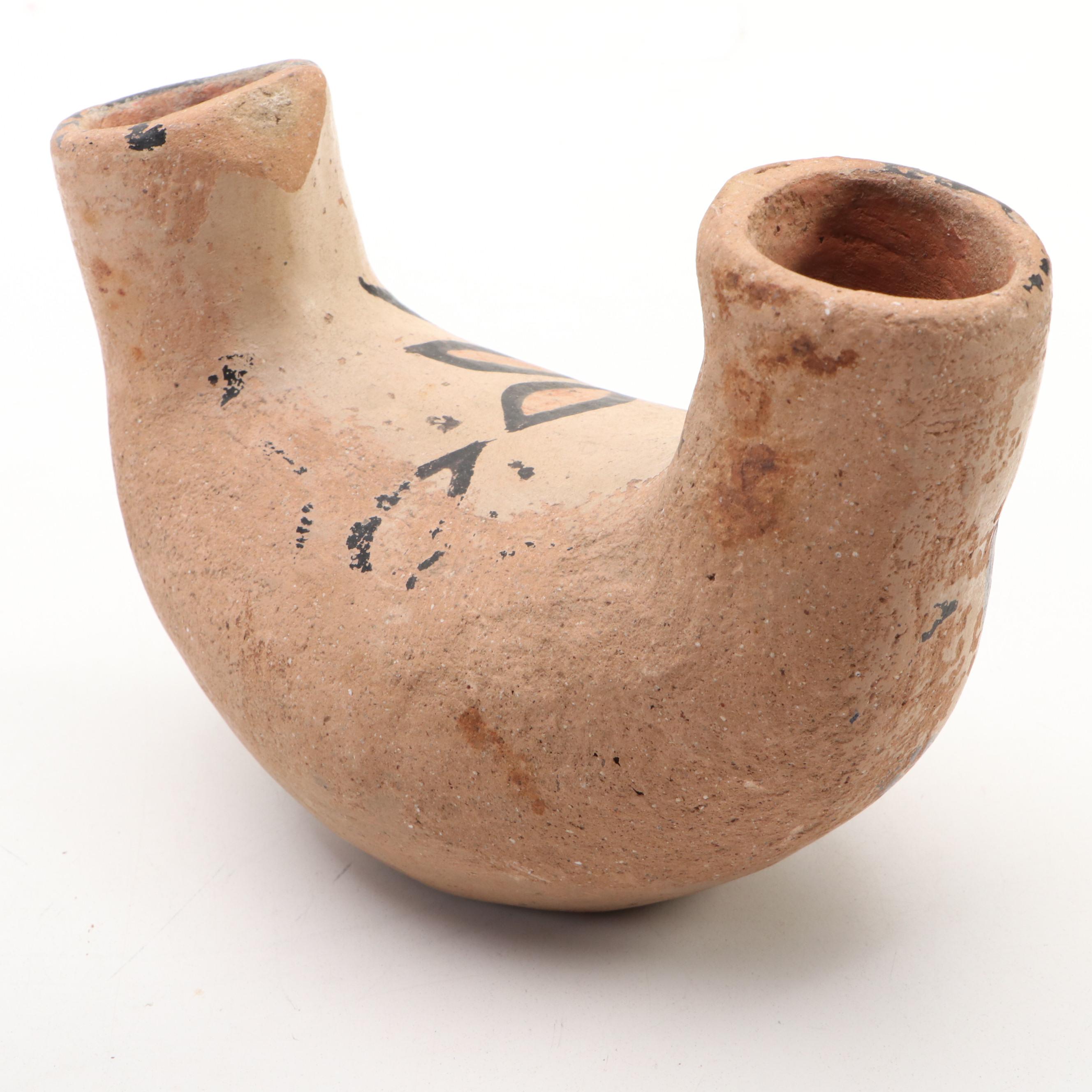 Santo Domingo Pottery Wedding Vase with Zuni Fetish Bear