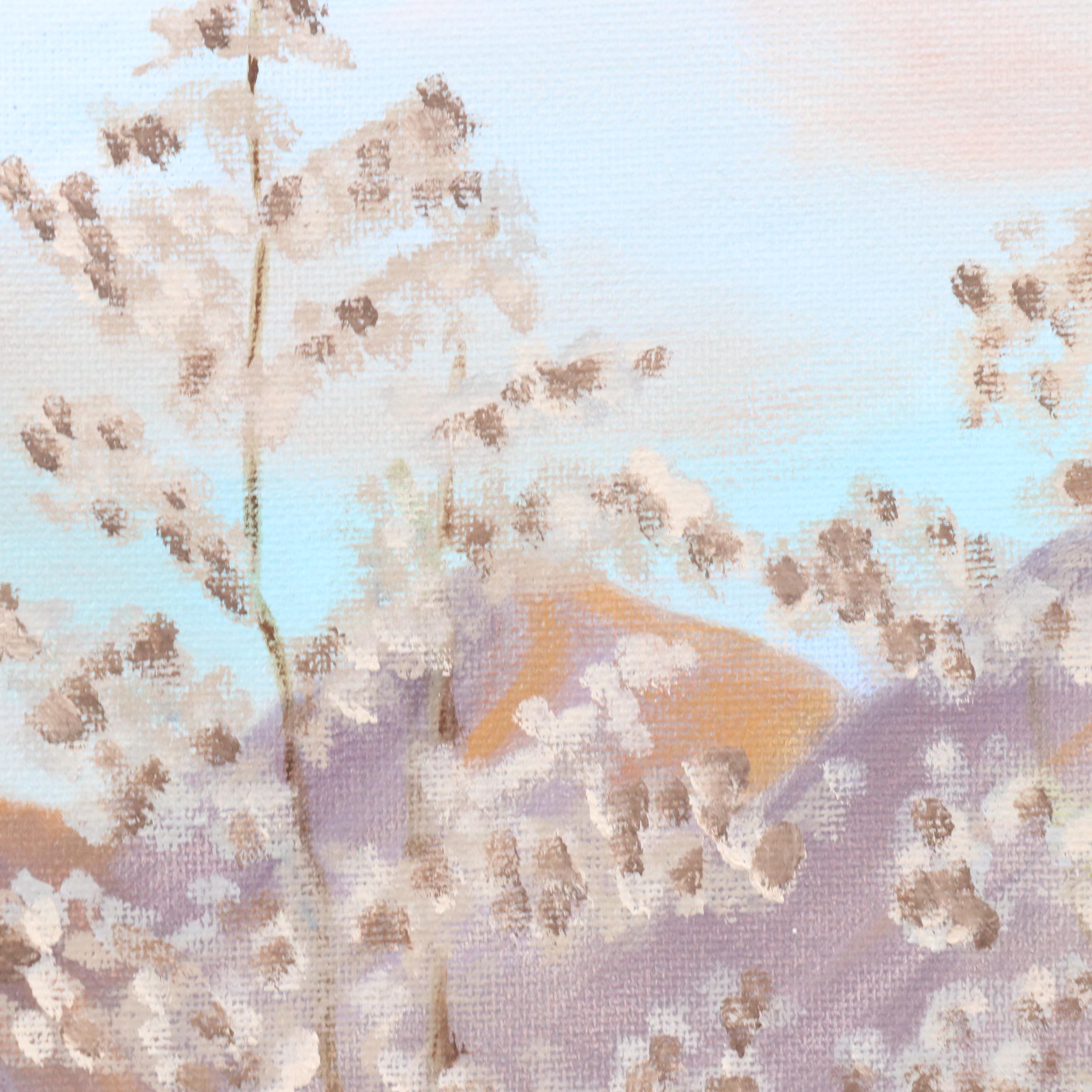 Catherine Daniel Landscape Oil Painting of Mountainside Homestead, 1995